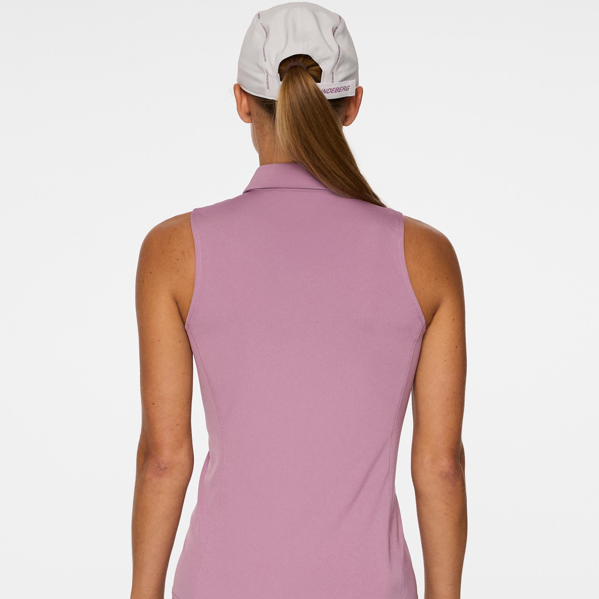 J Lindeberg Dena Ladies Sleeveless Golf Polo Shirt Very Grape
