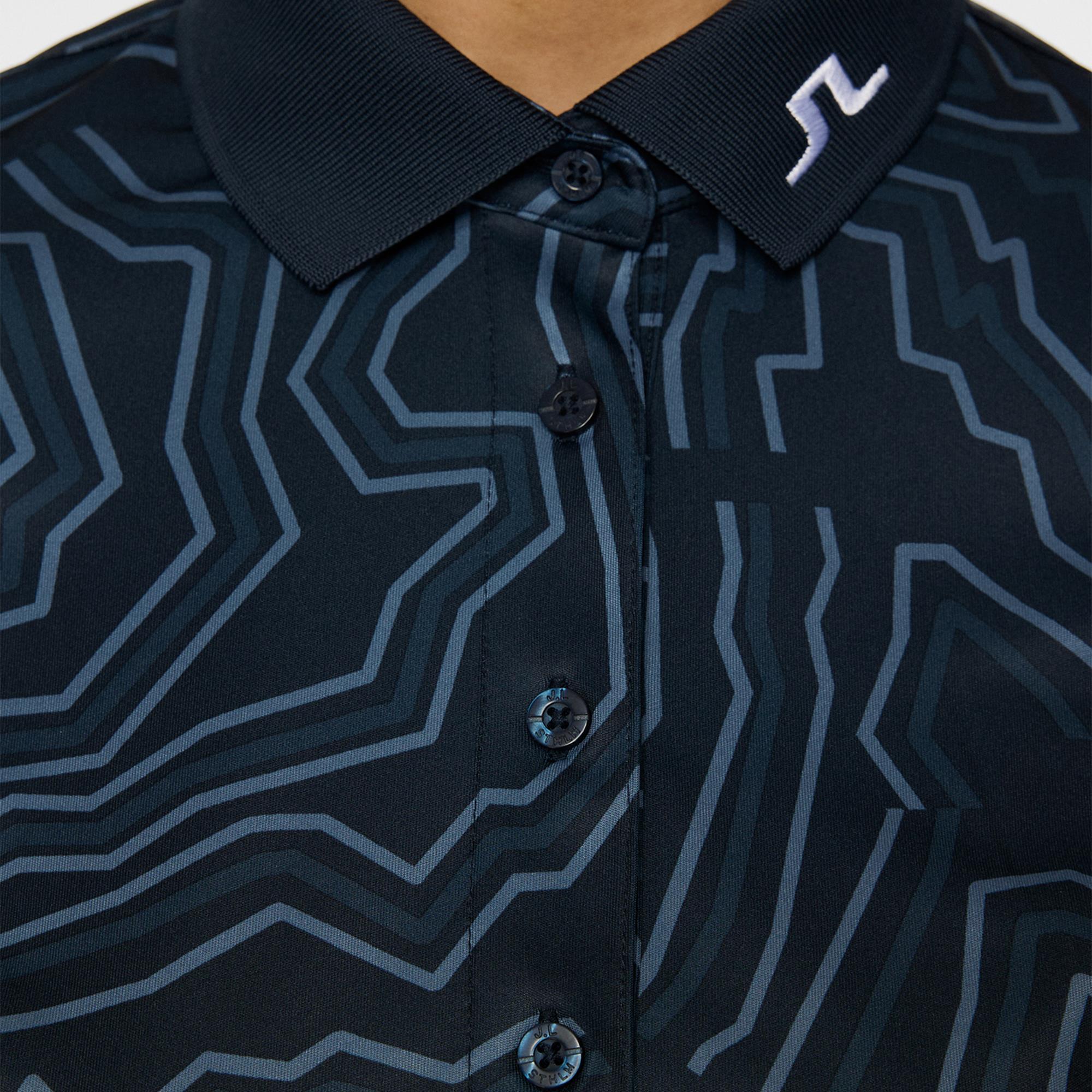 J Lindeberg Tour Tech Print Ladies Golf Polo Shirt Topo Navy L