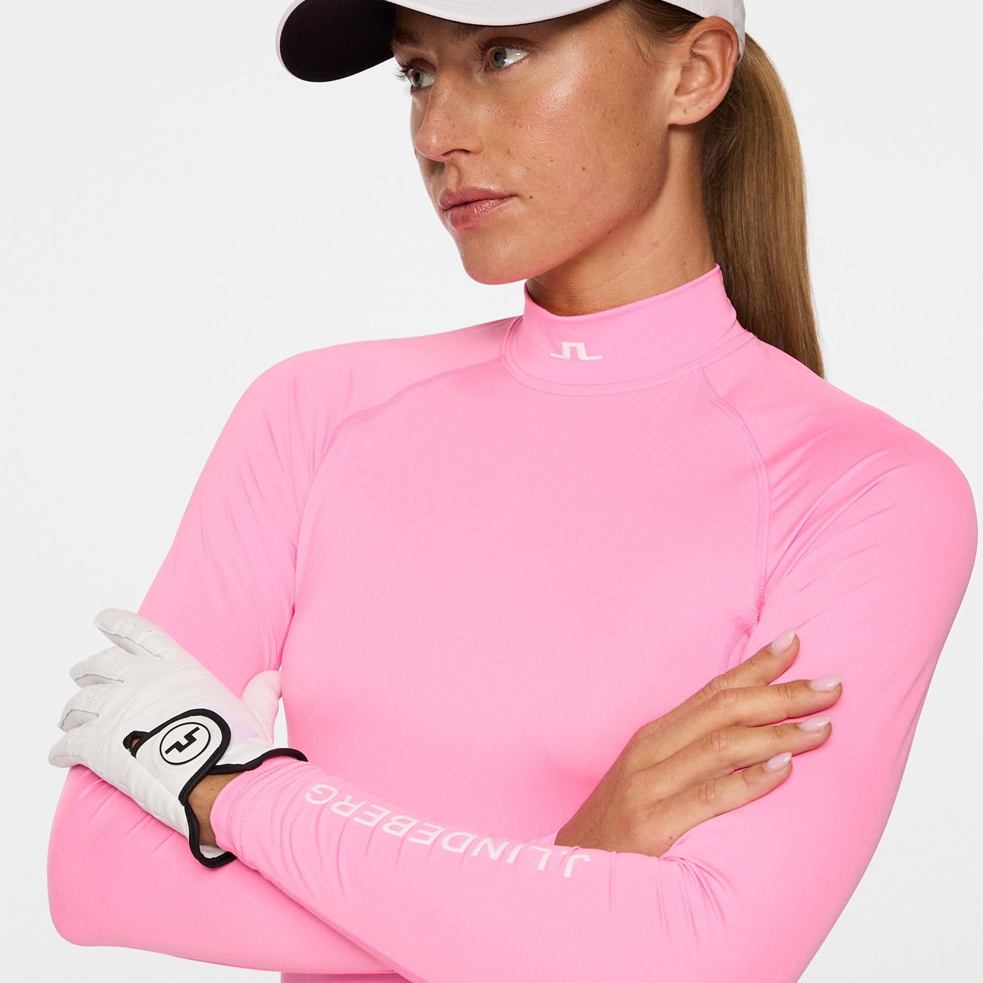 J Lindeberg Ella Ladies Golf Compression Top Eosine Pink