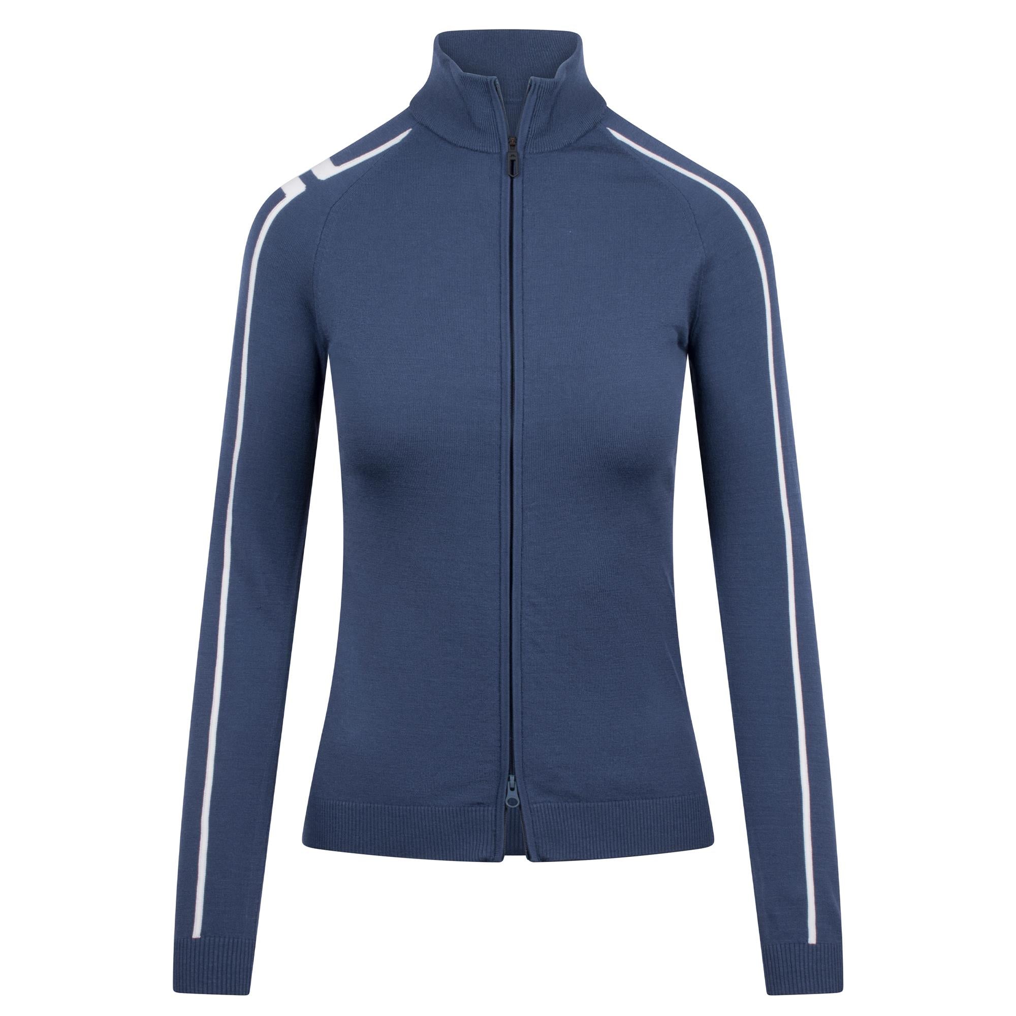 J Lindeberg Aubree Knitted Zip Ladies Golf Sweater Vintage Indigo