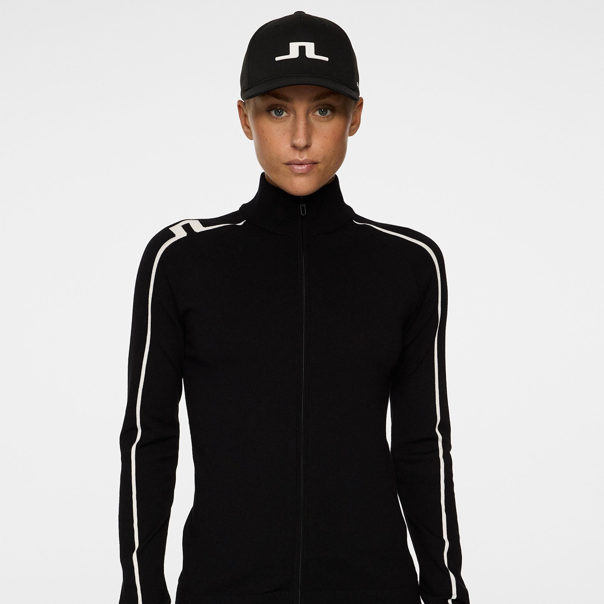 J Lindeberg Aubree Knitted Zip Ladies Golf Sweater Black