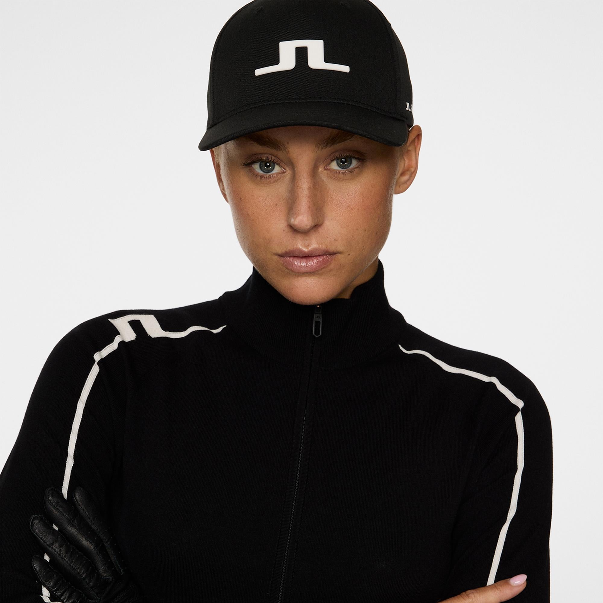 J Lindeberg Aubree Knitted Zip Ladies Golf Sweater Black