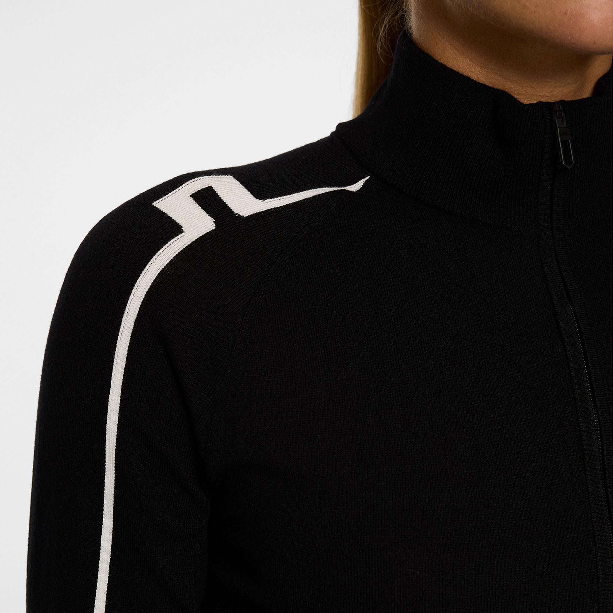 J Lindeberg Aubree Knitted Zip Ladies Golf Sweater Black
