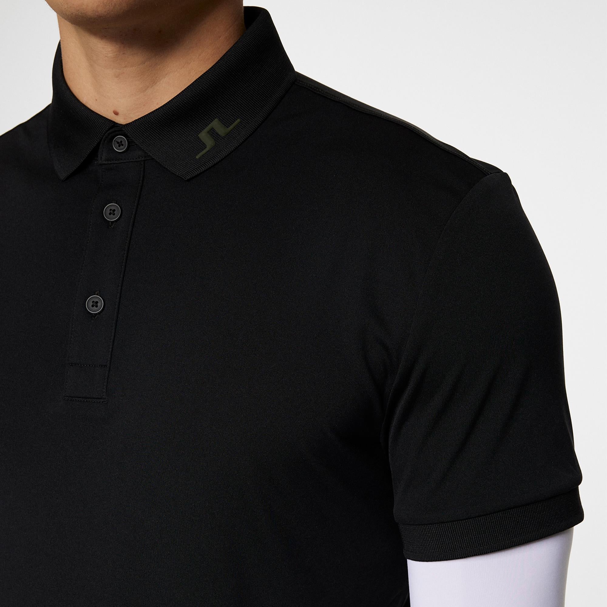 J Lindeberg KV Print Mens Golf Polo Shirt Black