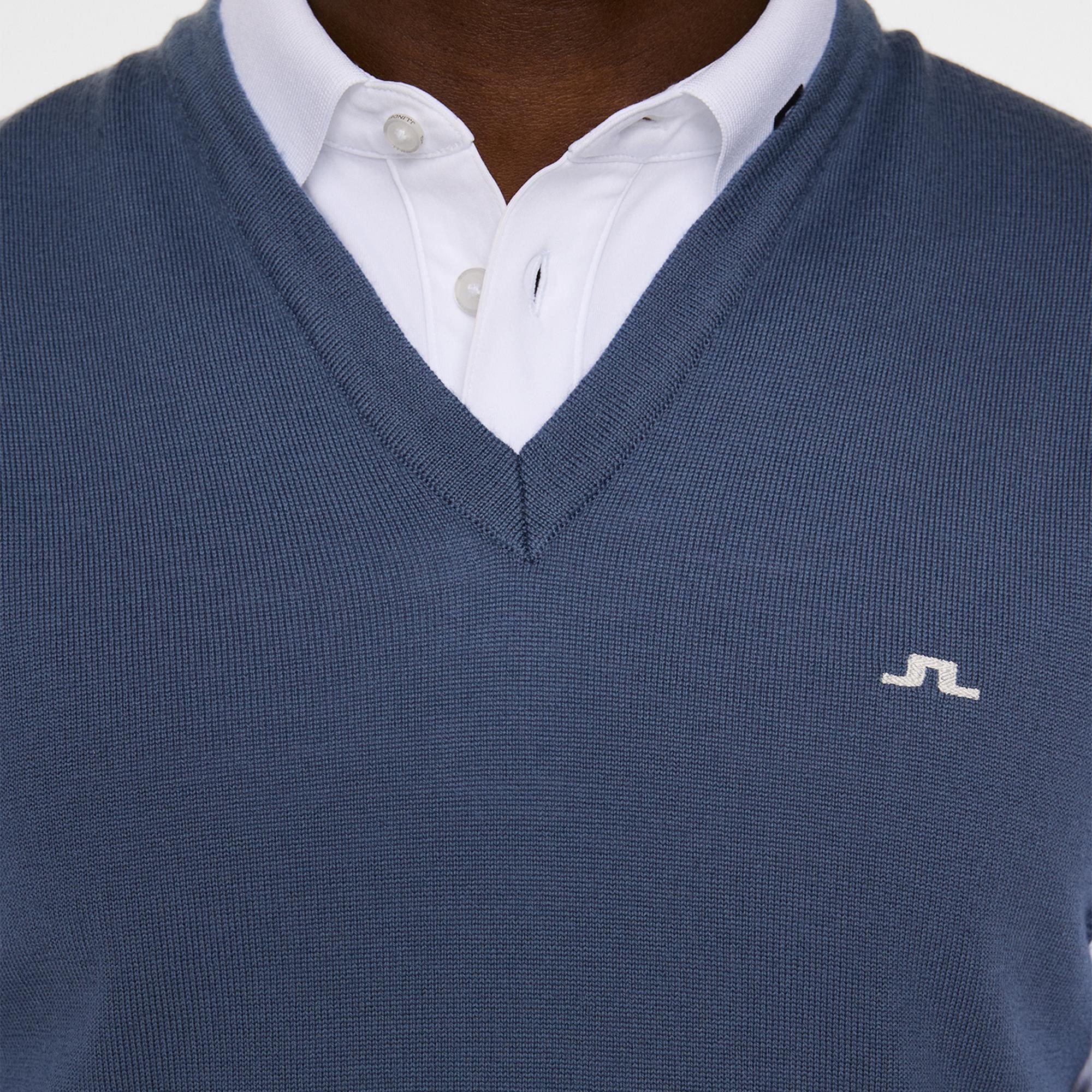 J Lindeberg Liam Knitted Mens Golf Vest Vintage Indigo