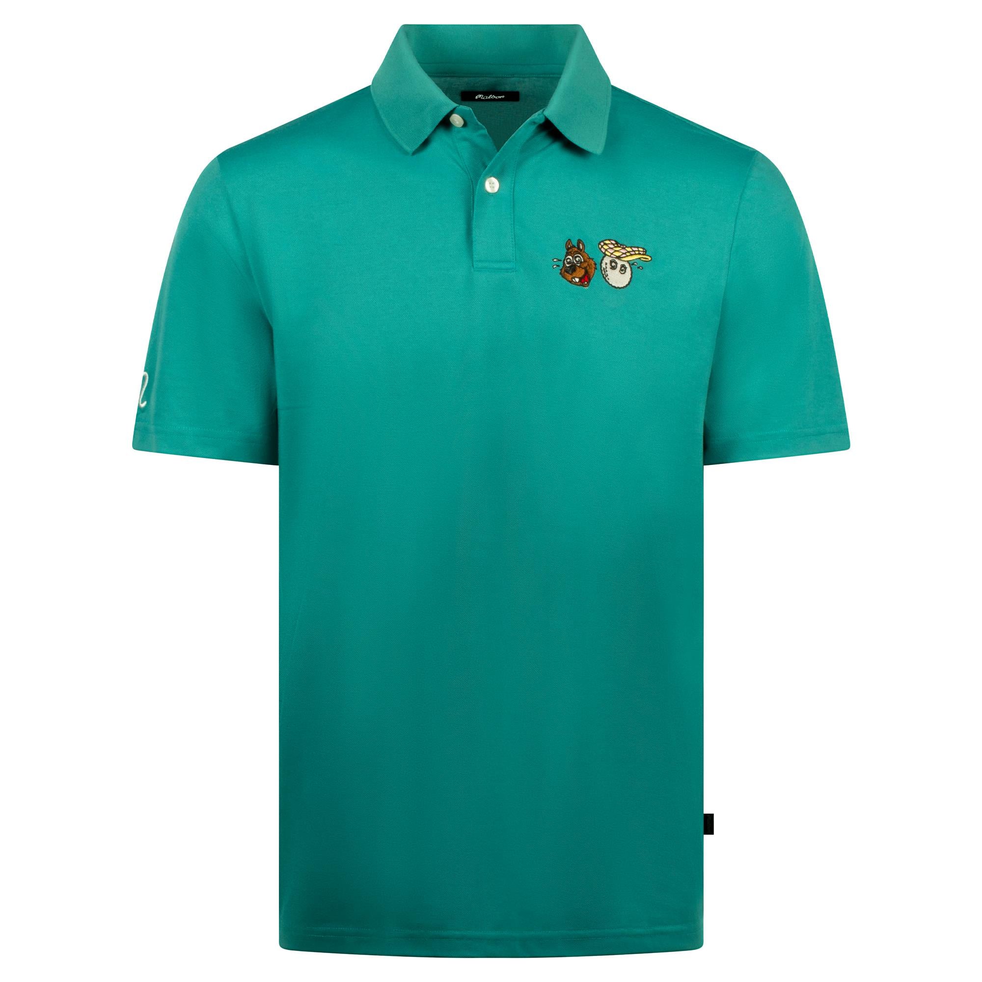 Malbon Two Man Scramble Mens Pique Golf Polo Shirt Blue Green
