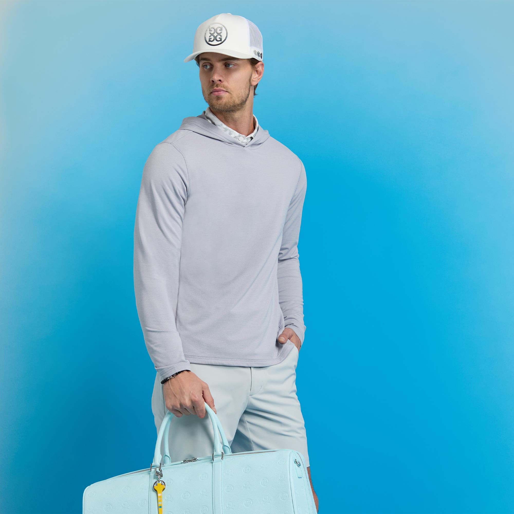 G/FORE Lightweight French Terry Mens Golf Hoodie Light Heather Grey