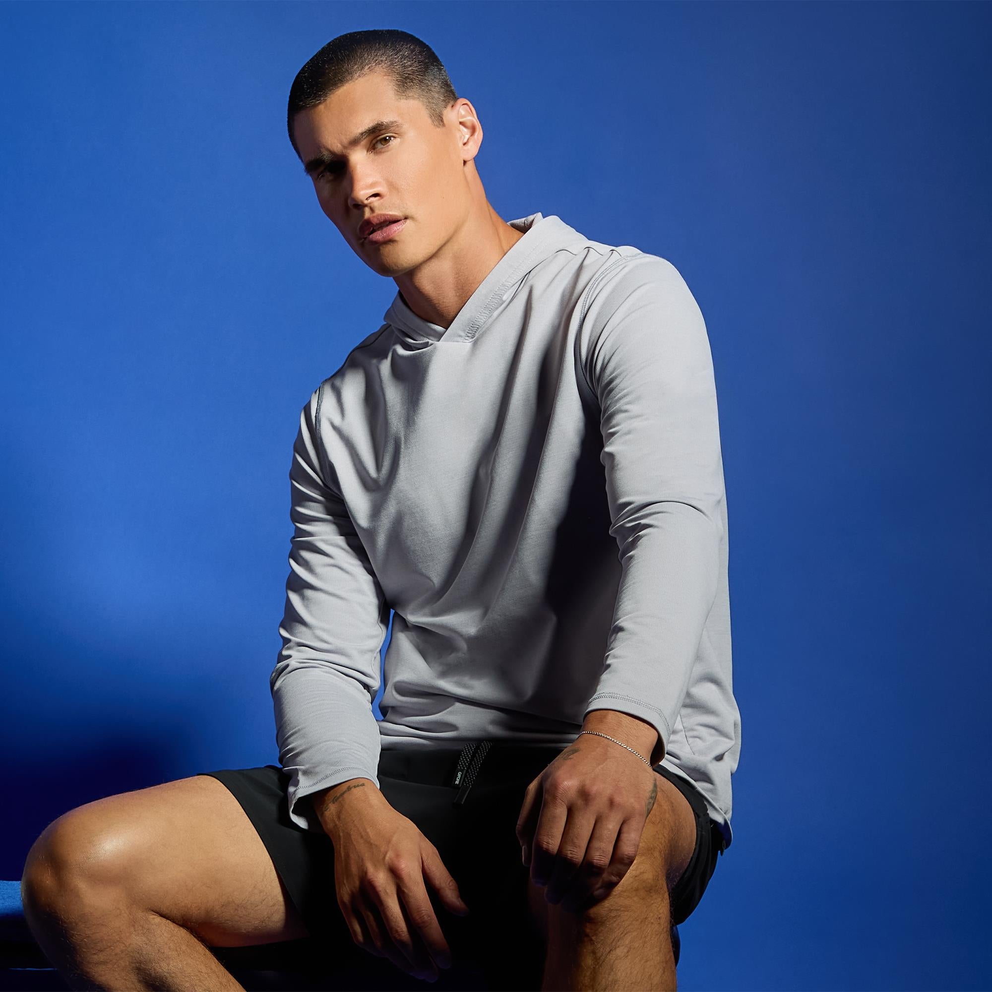 G/FORE Lightweight French Terry Mens Golf Hoodie Light Heather Grey