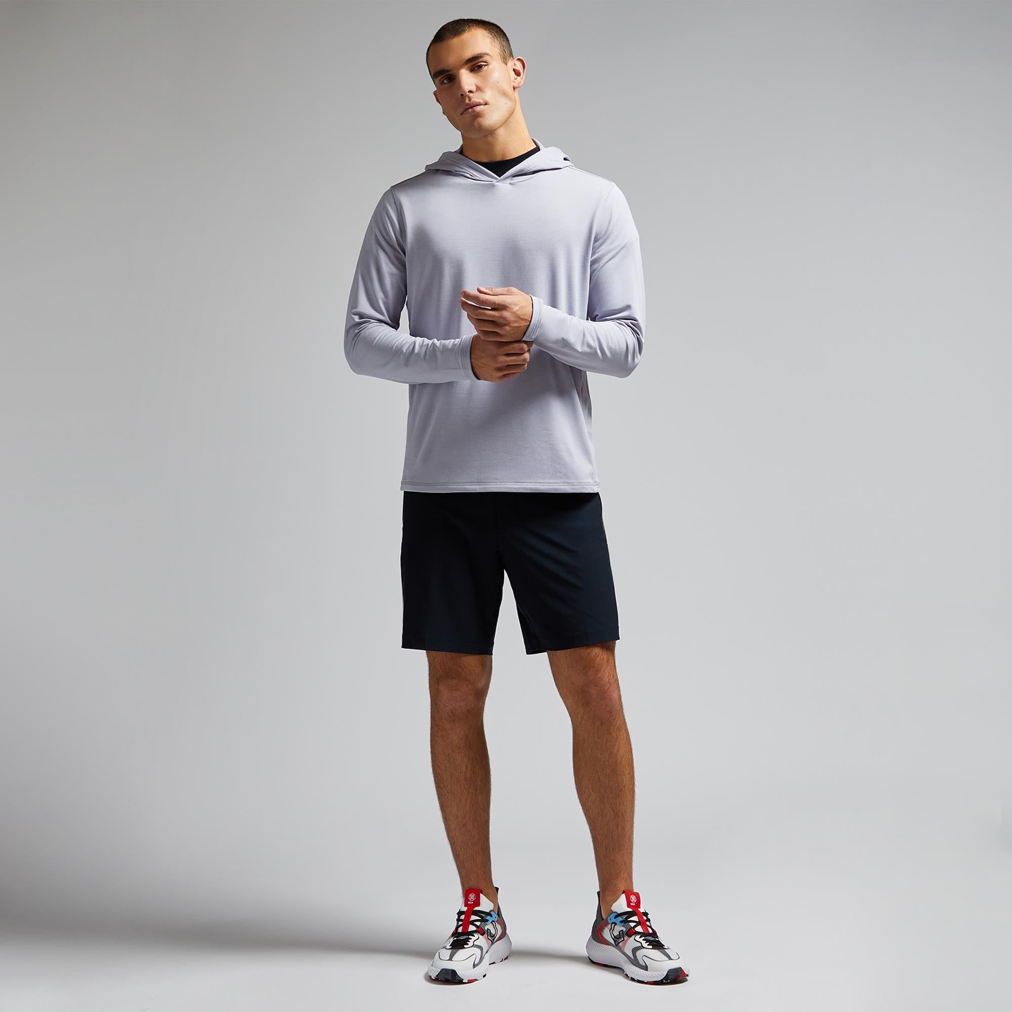 G/FORE Lightweight French Terry Mens Golf Hoodie Light Heather Grey