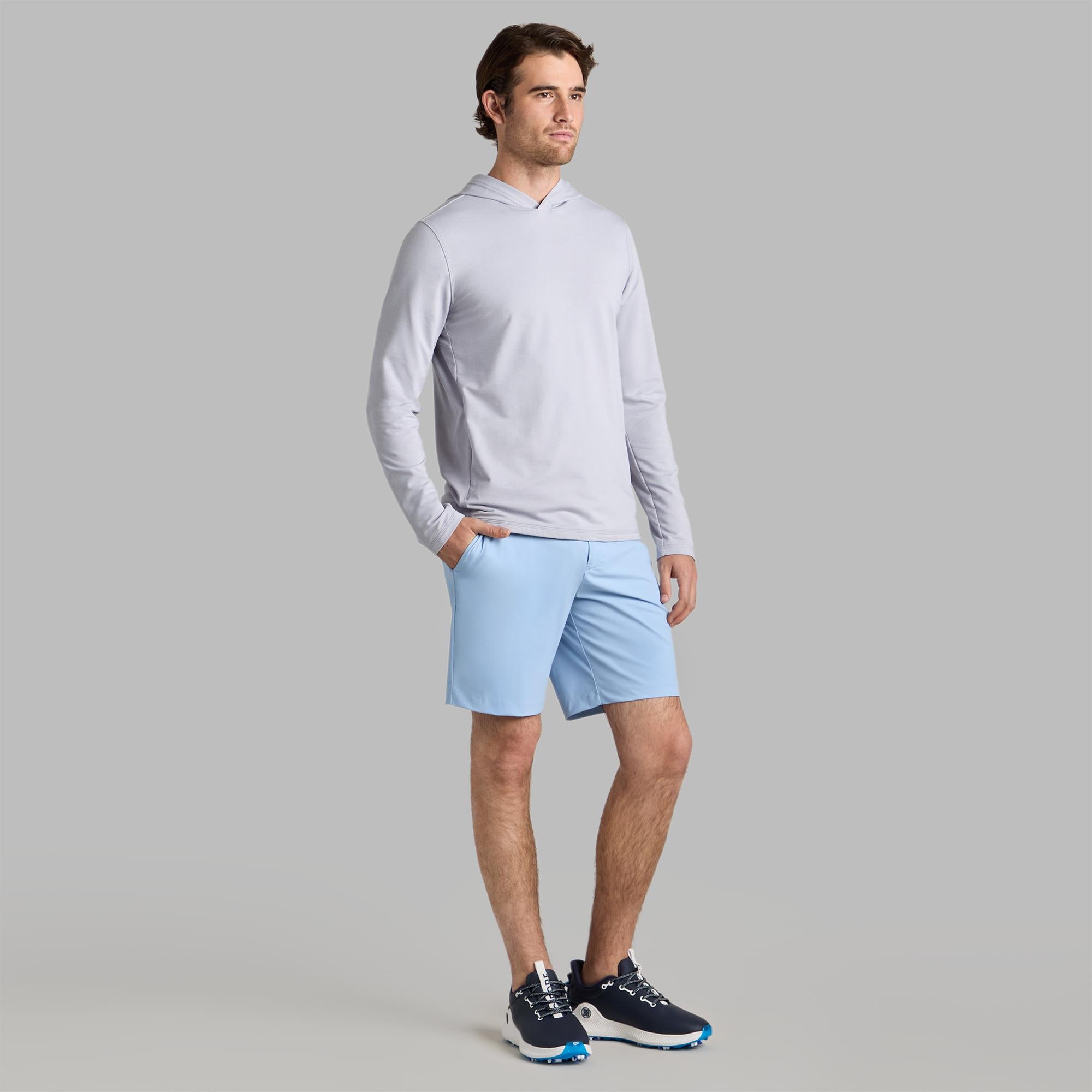 G/FORE Lightweight French Terry Mens Golf Hoodie Light Heather Grey