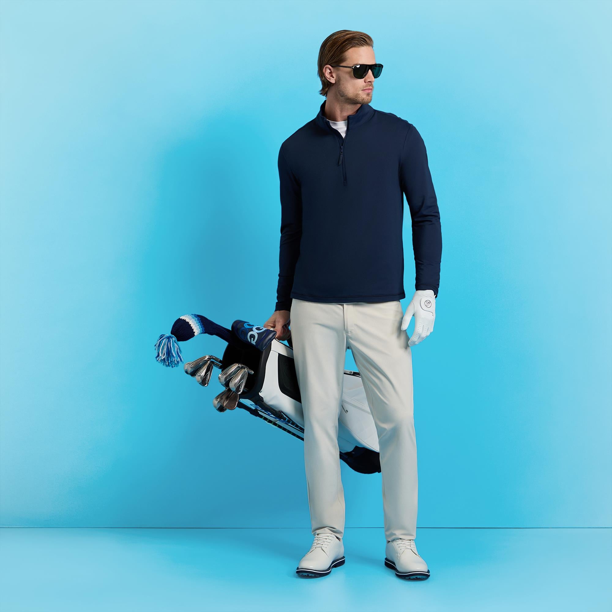 G/FORE Lightweight French Terry Mens Golf Mid Layer Twilight