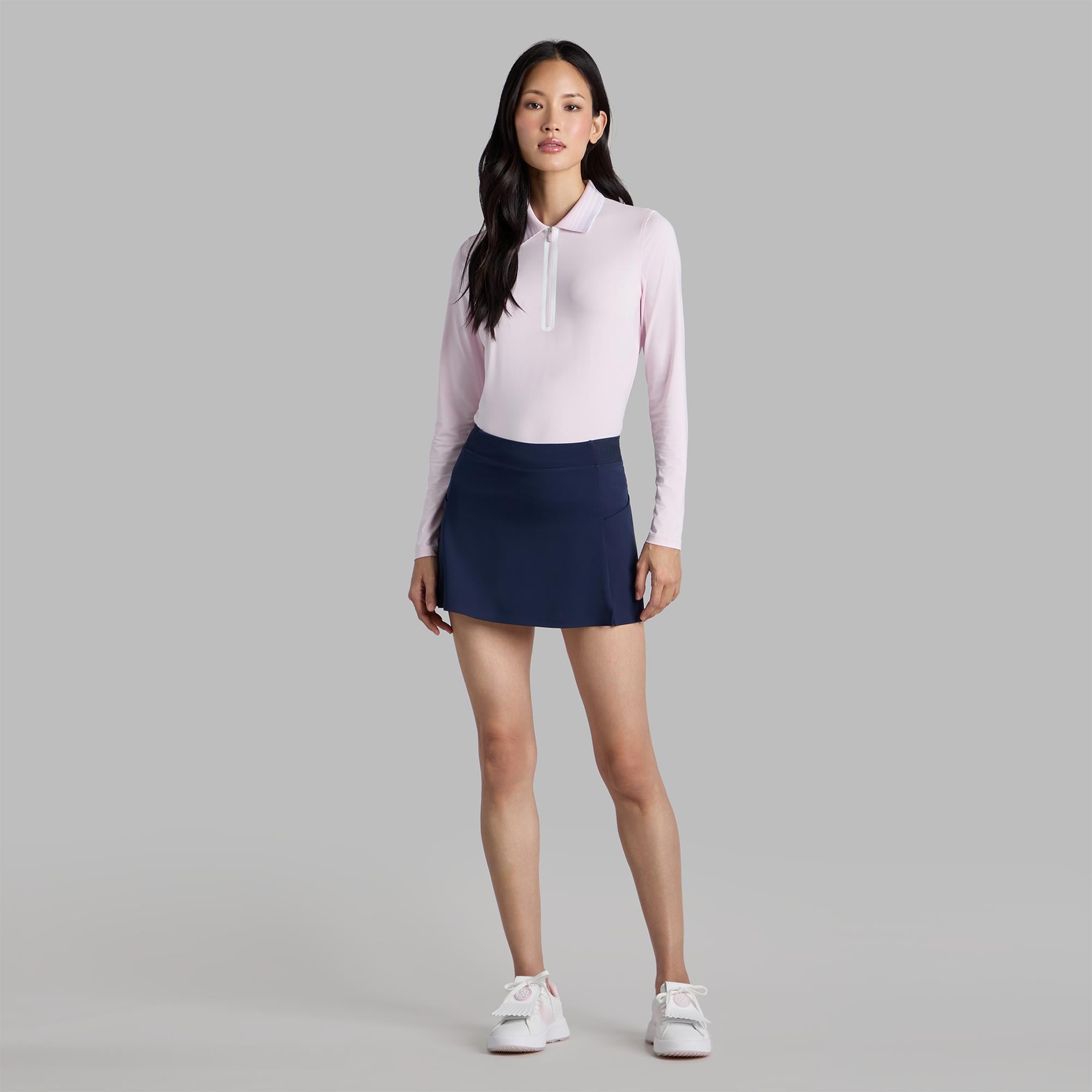 G/FORE Silky Tech Nylon Gradient Heart Quarter Zip Ladies Golf Polo Shirt Blush