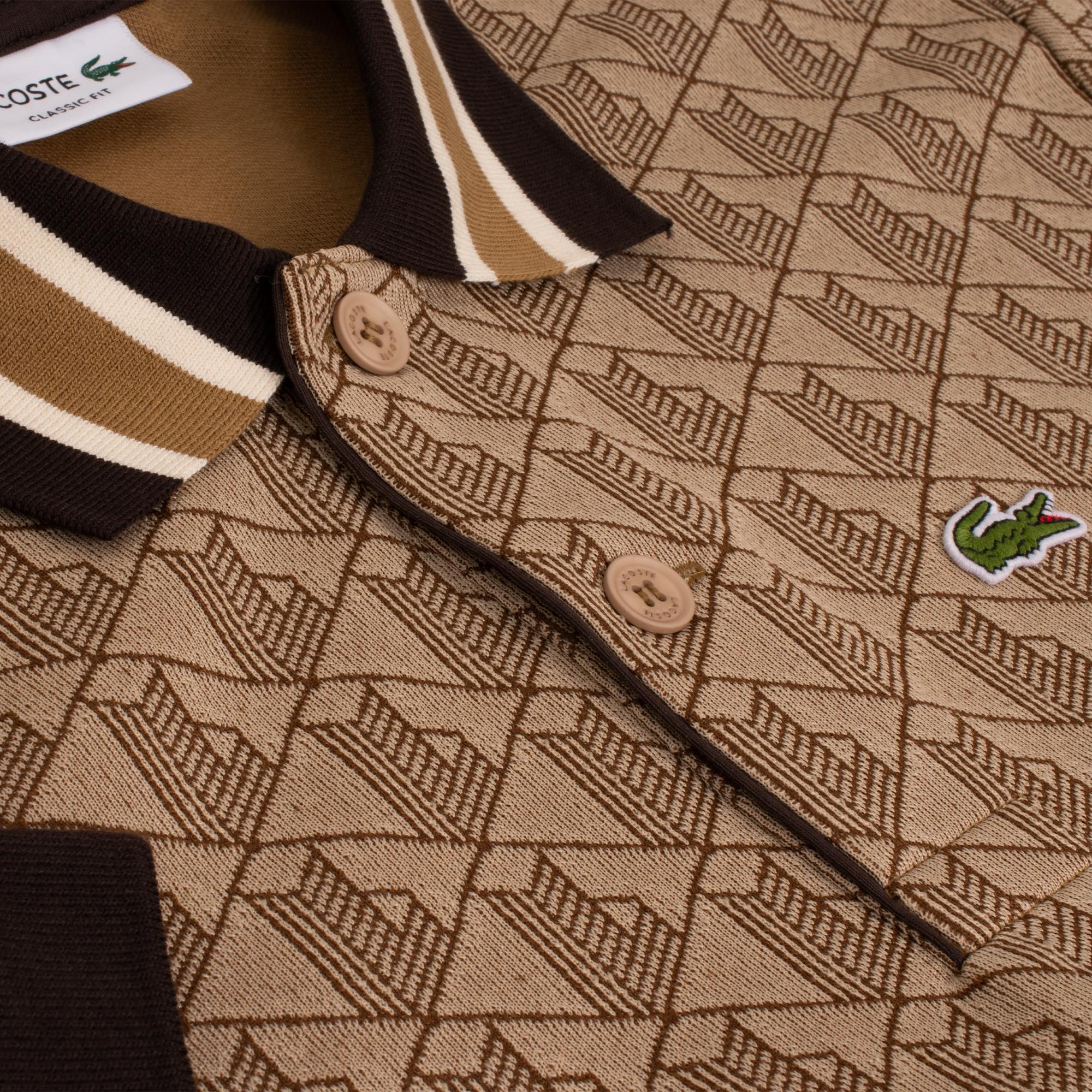 Mens Lacoste Monogram Motif Polo Shirt Croissant