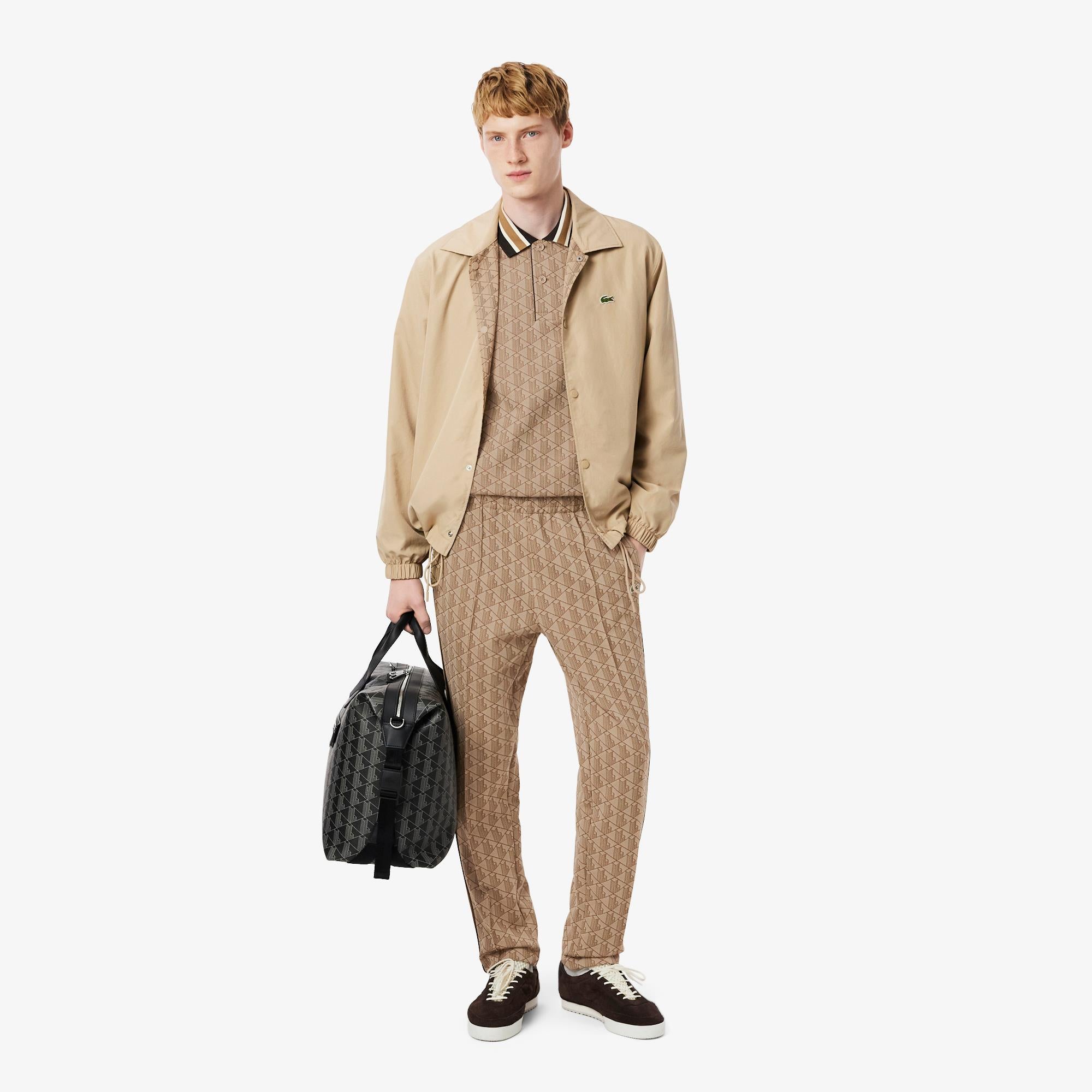 Mens Lacoste Monogram Motif Polo Shirt Croissant