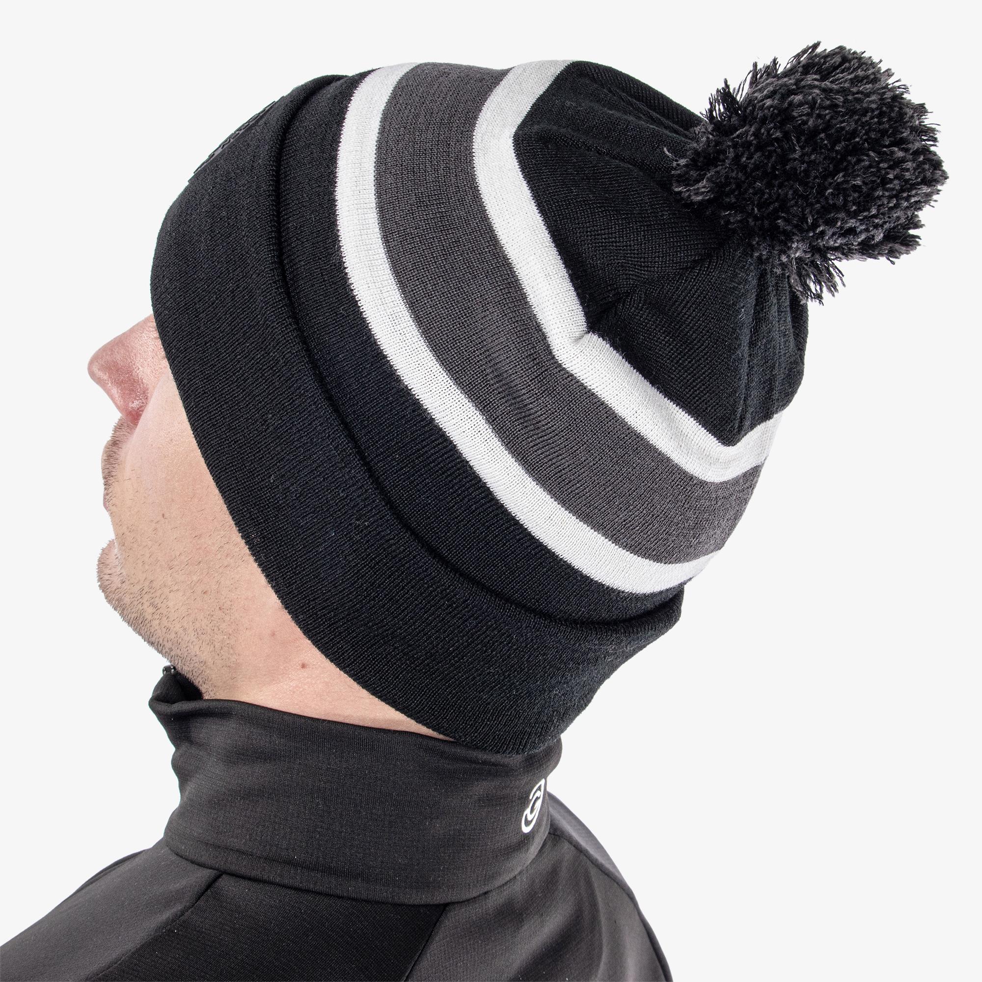Galvin Green Leighton Interface-1 Beanie Bobble Hat Black/Forged Iron/White
