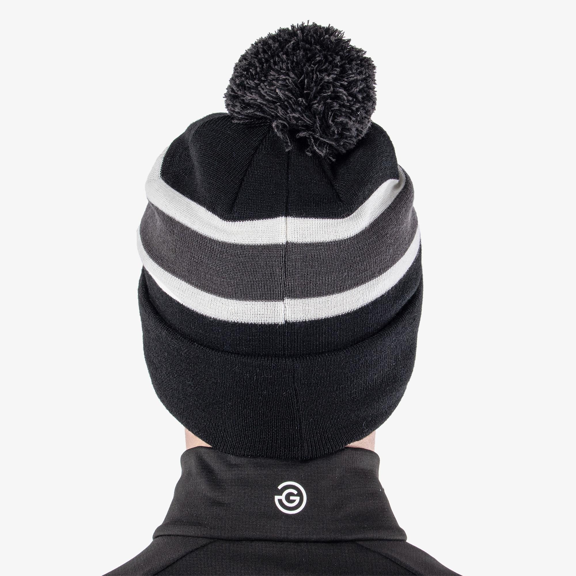 Galvin Green Leighton Interface-1 Beanie Bobble Hat Black/Forged Iron/White
