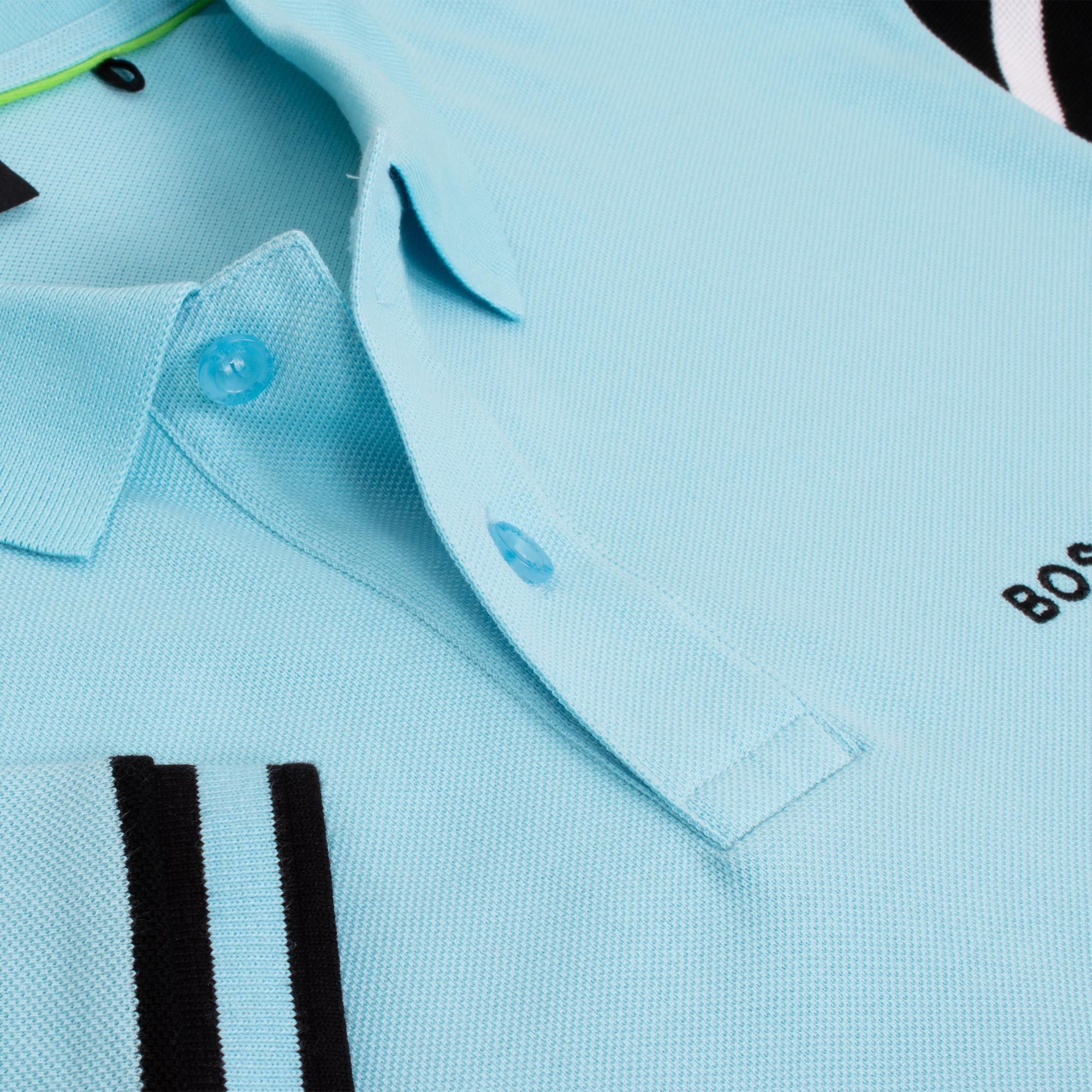 Boss Polo Sleeve Zone Mens Polo Shirt Light Pastel Blue