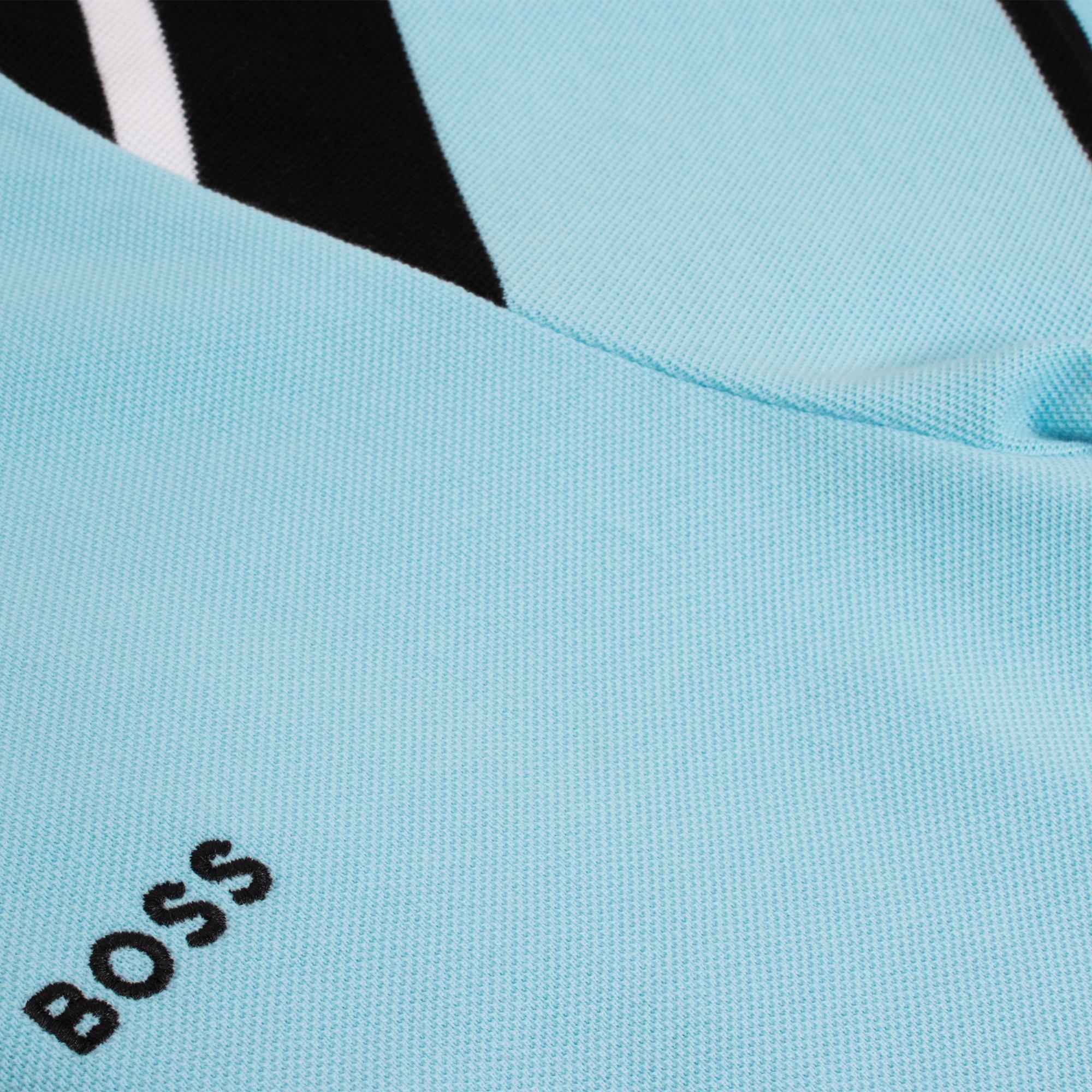 Boss Polo Sleeve Zone Mens Polo Shirt Light Pastel Blue