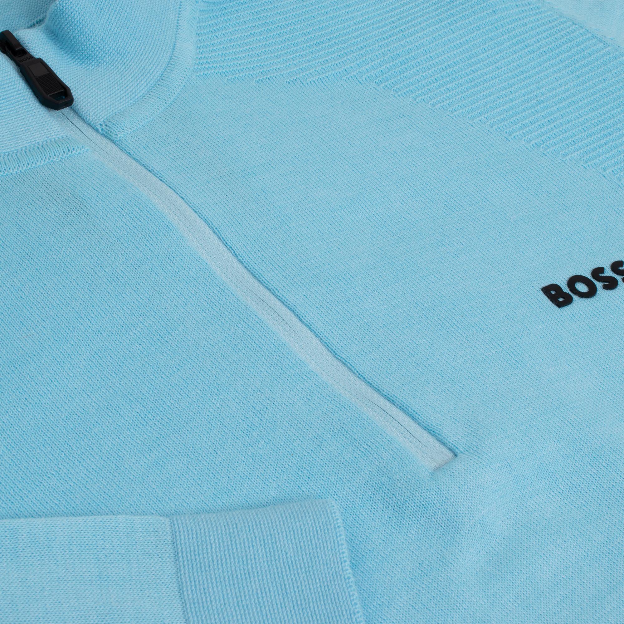 Boss K_Momentum-Lite MN Quarter Zip Mens Sweater Light Pastel Blue