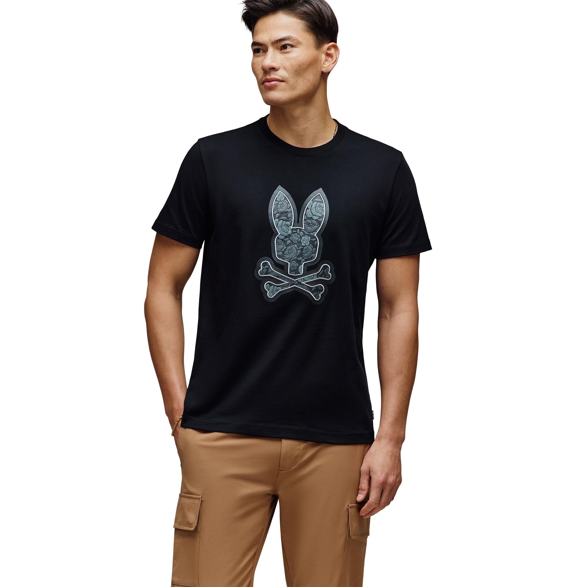 Psycho Bunny Rowen Bunny Graphic Mens T-Shirt Black
