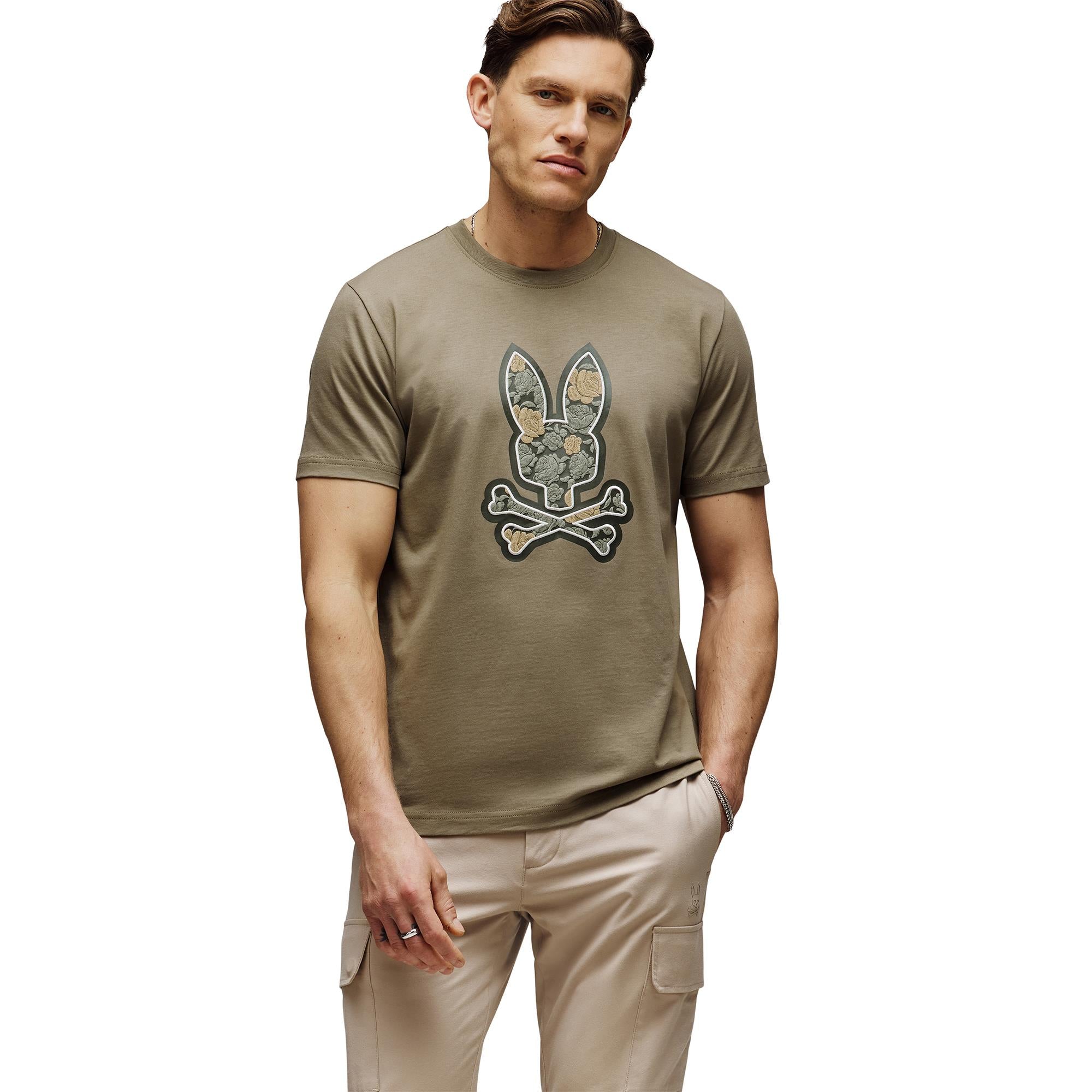 Psycho Bunny Rowen Bunny Graphic Mens T-Shirt Dusky Green