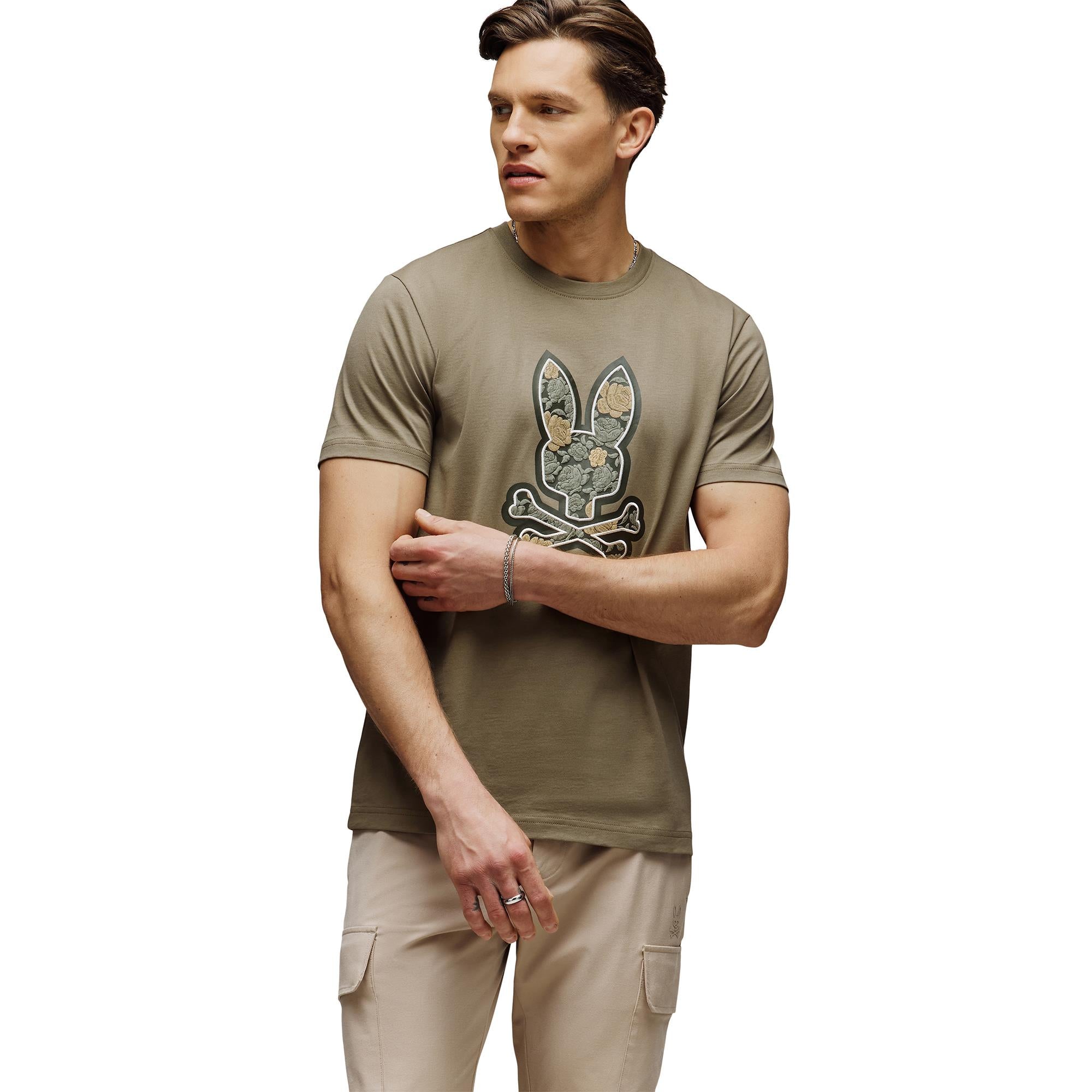 Psycho Bunny Rowen Bunny Graphic Mens T-Shirt Dusky Green