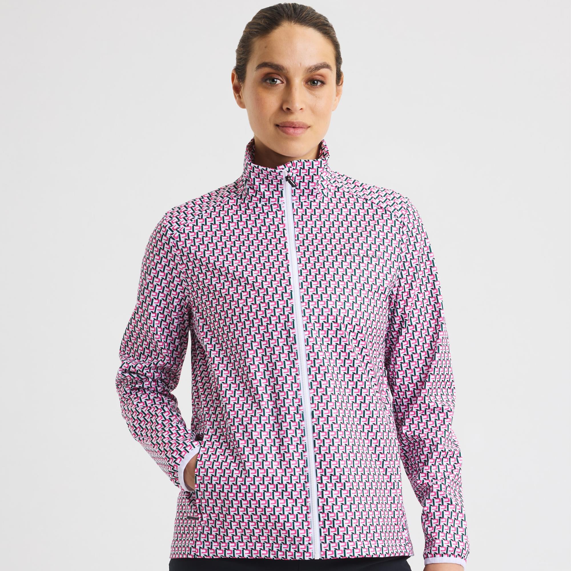 Rohnisch Lorraine Ladies Golf Wind Jacket Logo Rose