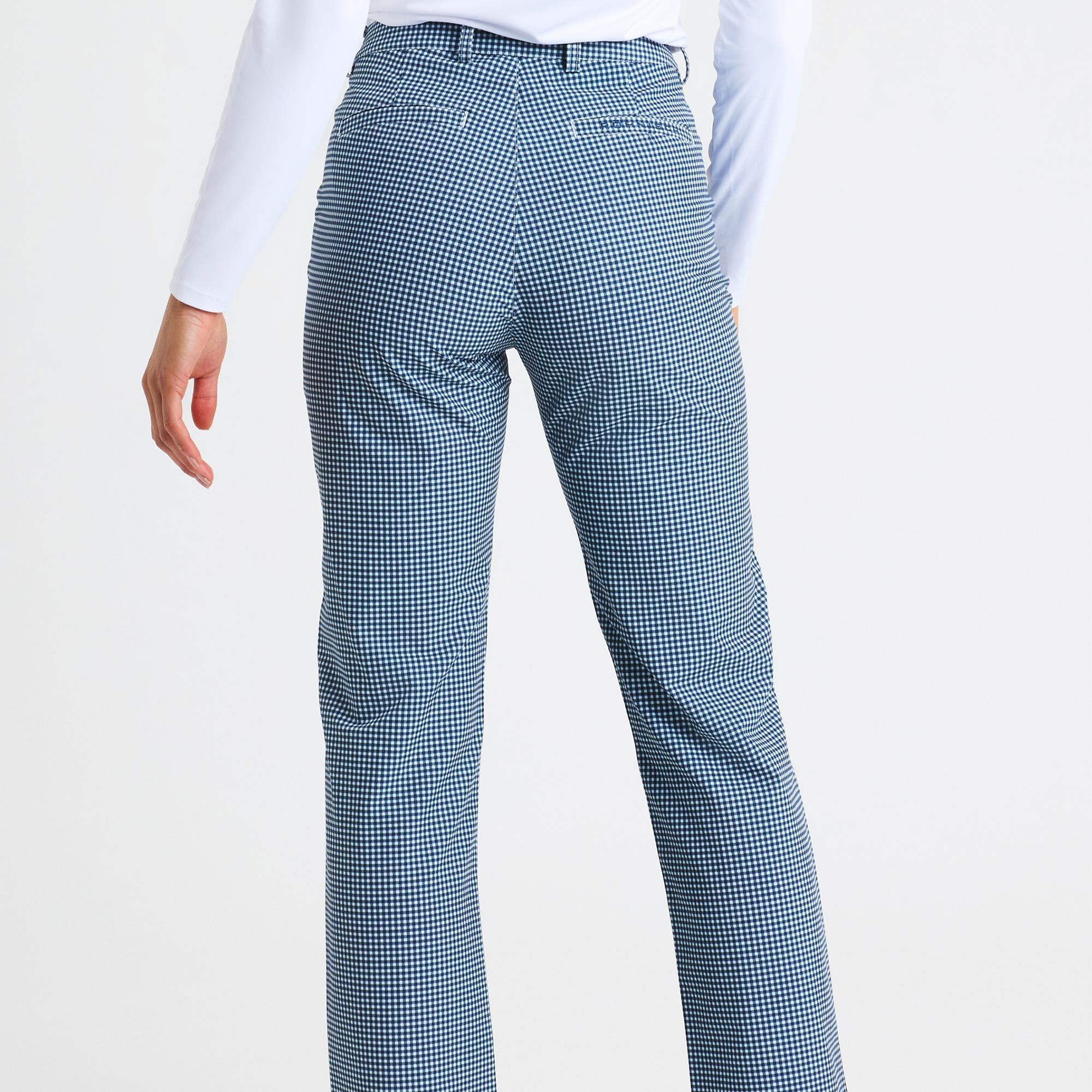 Rohnsich Fairway Brushed Ladies Winter Golf Trousers Minicheck Navy