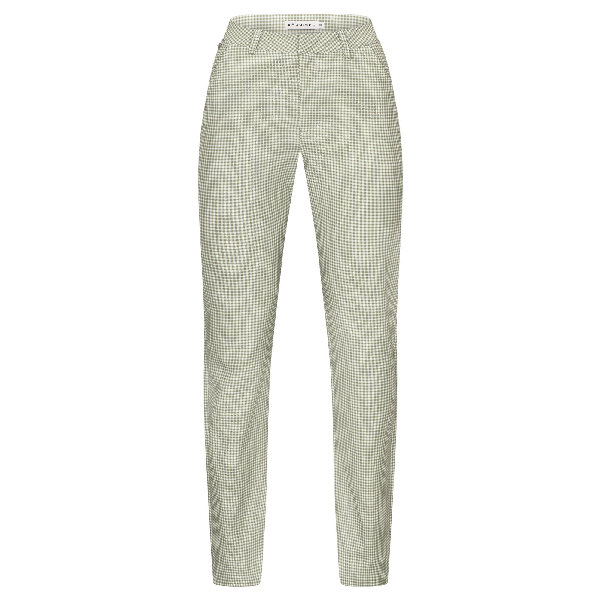 Rohnsich Fairway Brushed Ladies Winter Golf Trousers Minicheck Sage