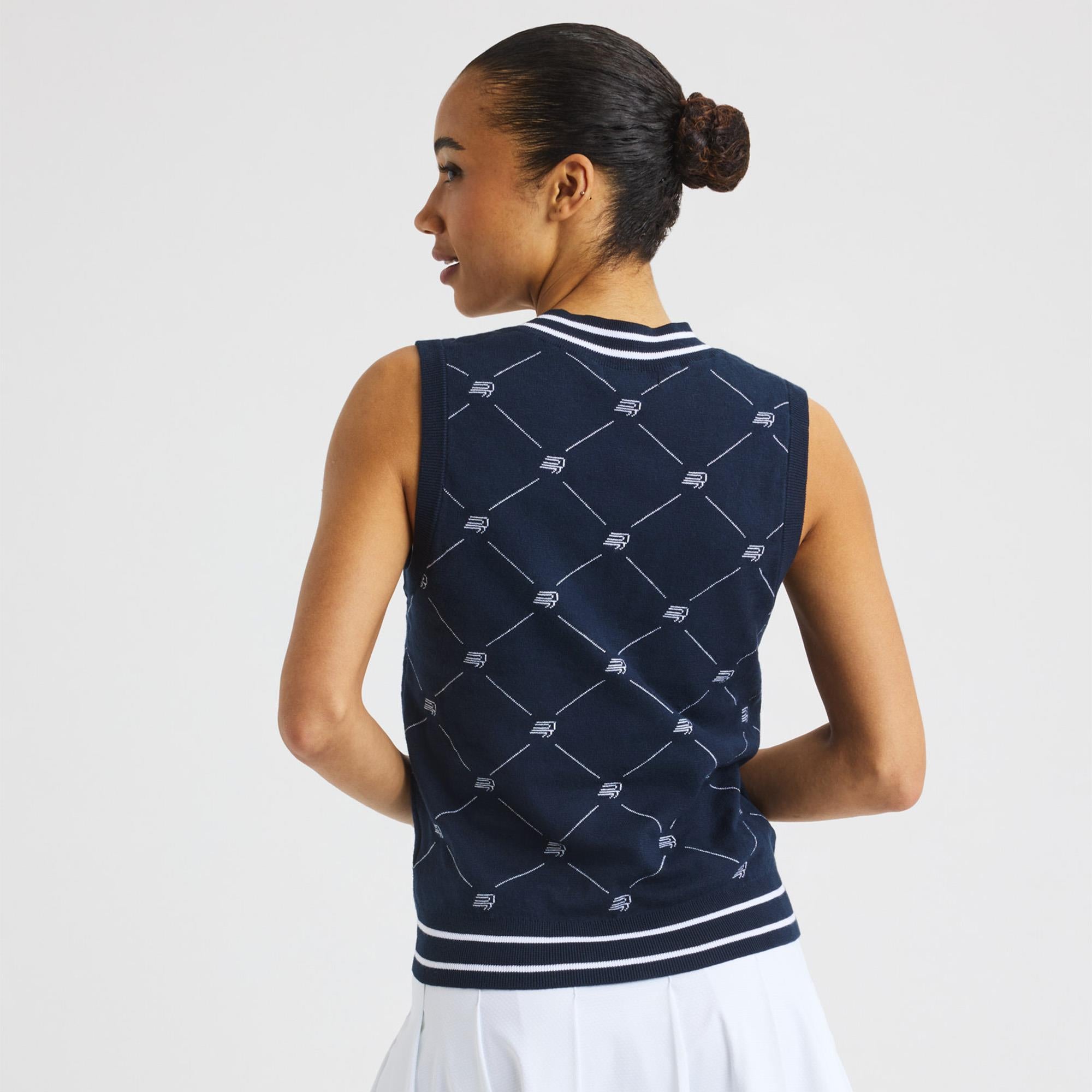 Rohnisch R Logo Ladies Golf Vest R Check Navy