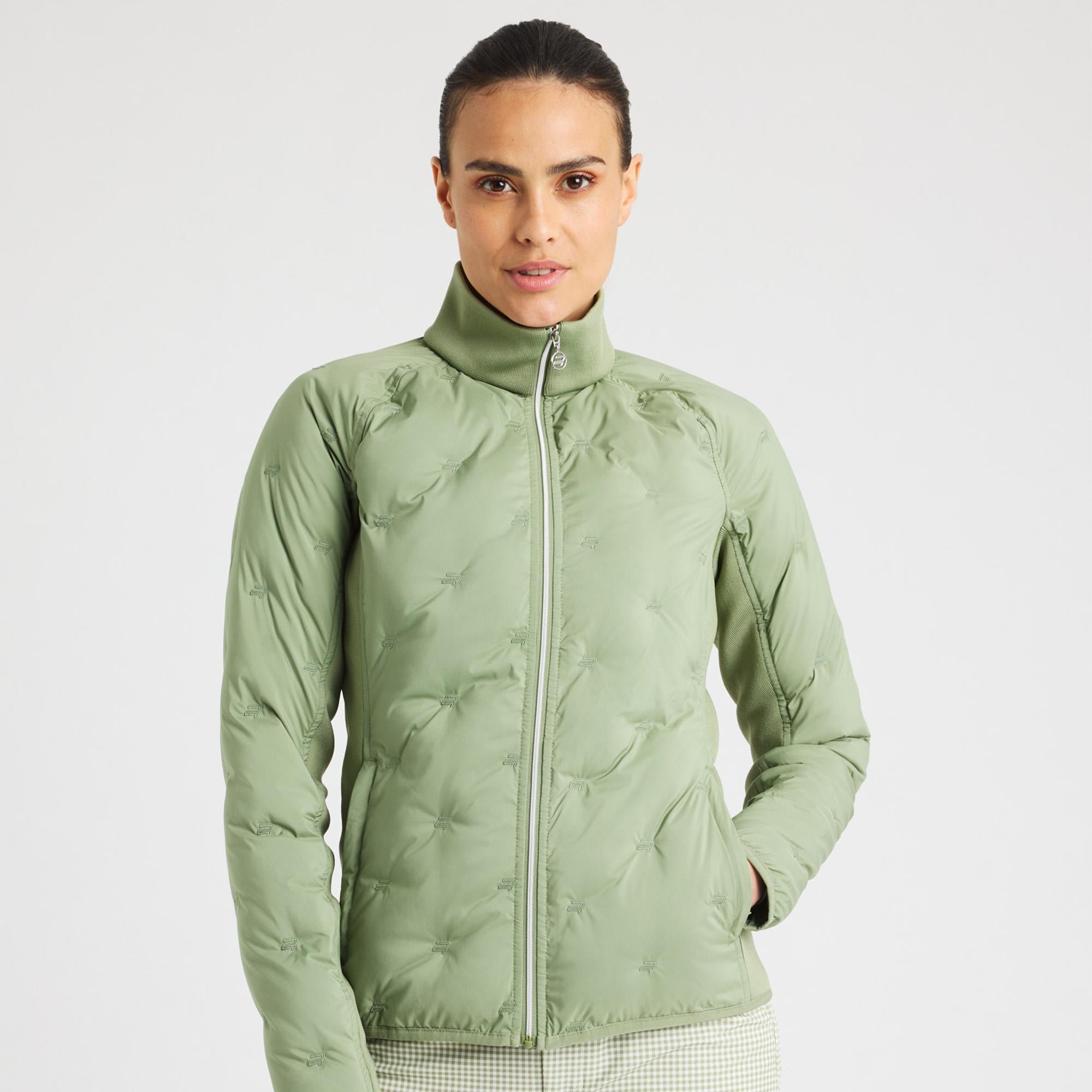 Rohnisch Padded Windbreaker Ladies Golf Jacket Sage Green