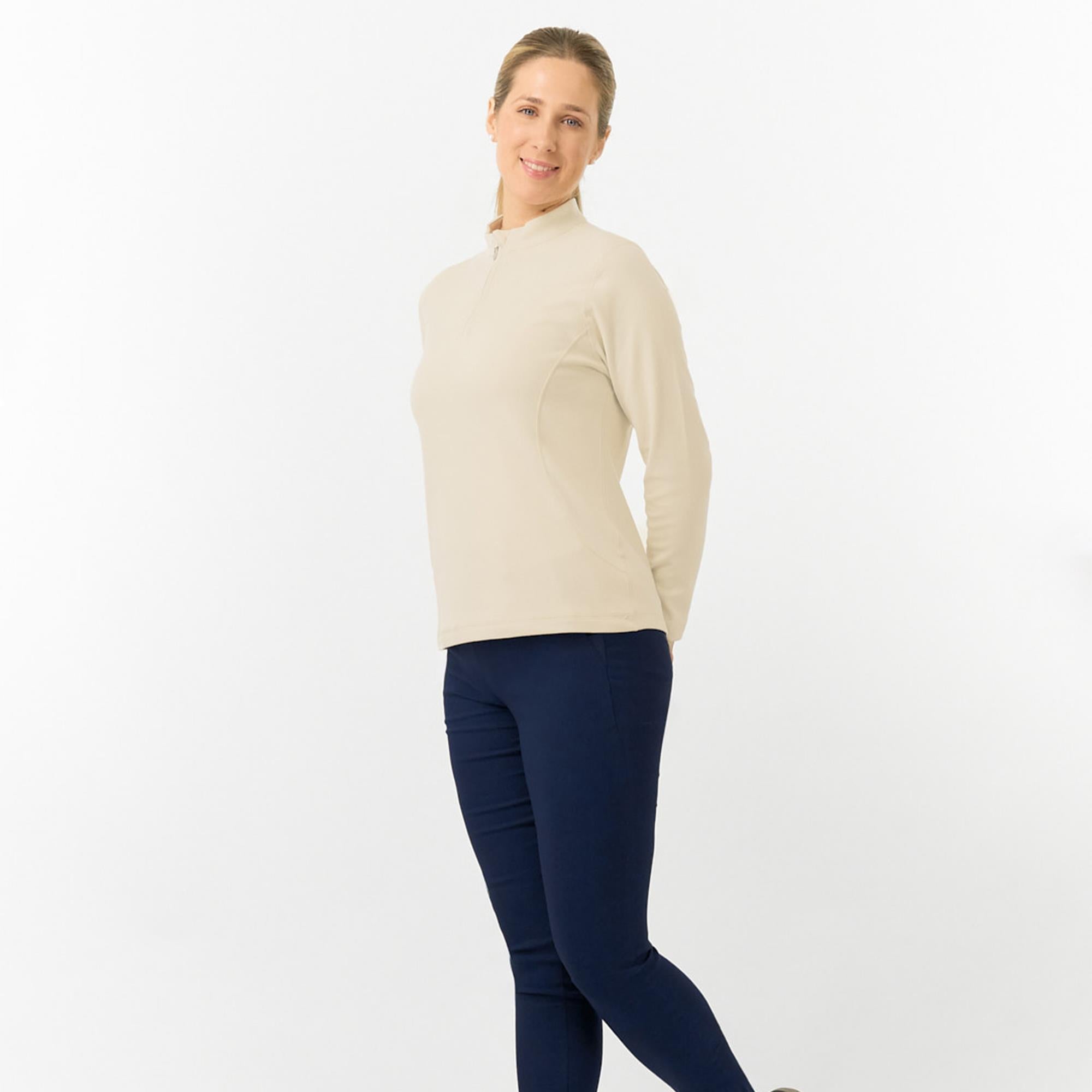 Pure Golf Iris Super Soft  Quarter Zip Ladies Golf Mid Layer Limestone