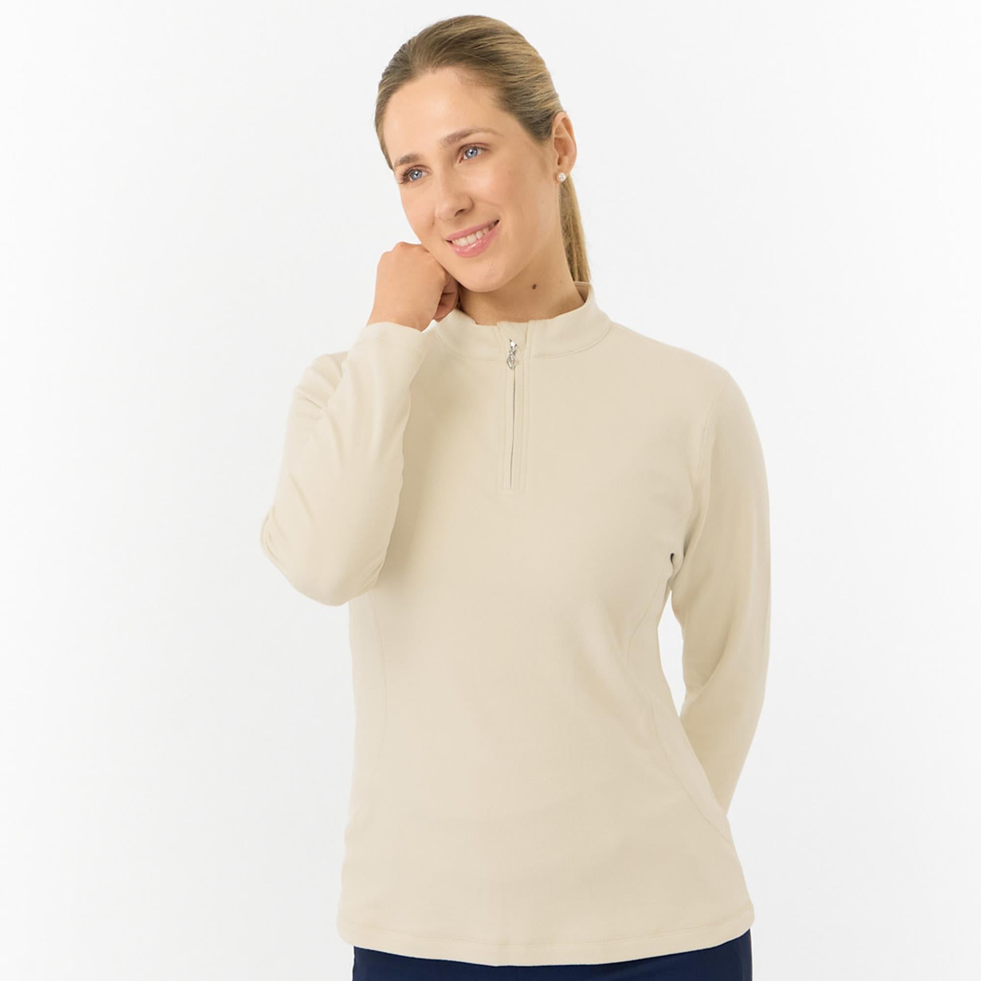 Pure Golf Iris Super Soft  Quarter Zip Ladies Golf Mid Layer Limestone