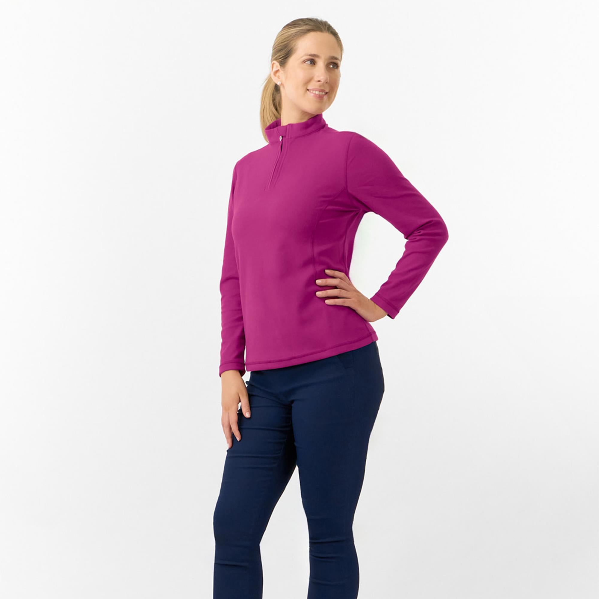 Pure Golf Iris Super Soft  Quarter Zip Ladies Golf Mid Layer Plum