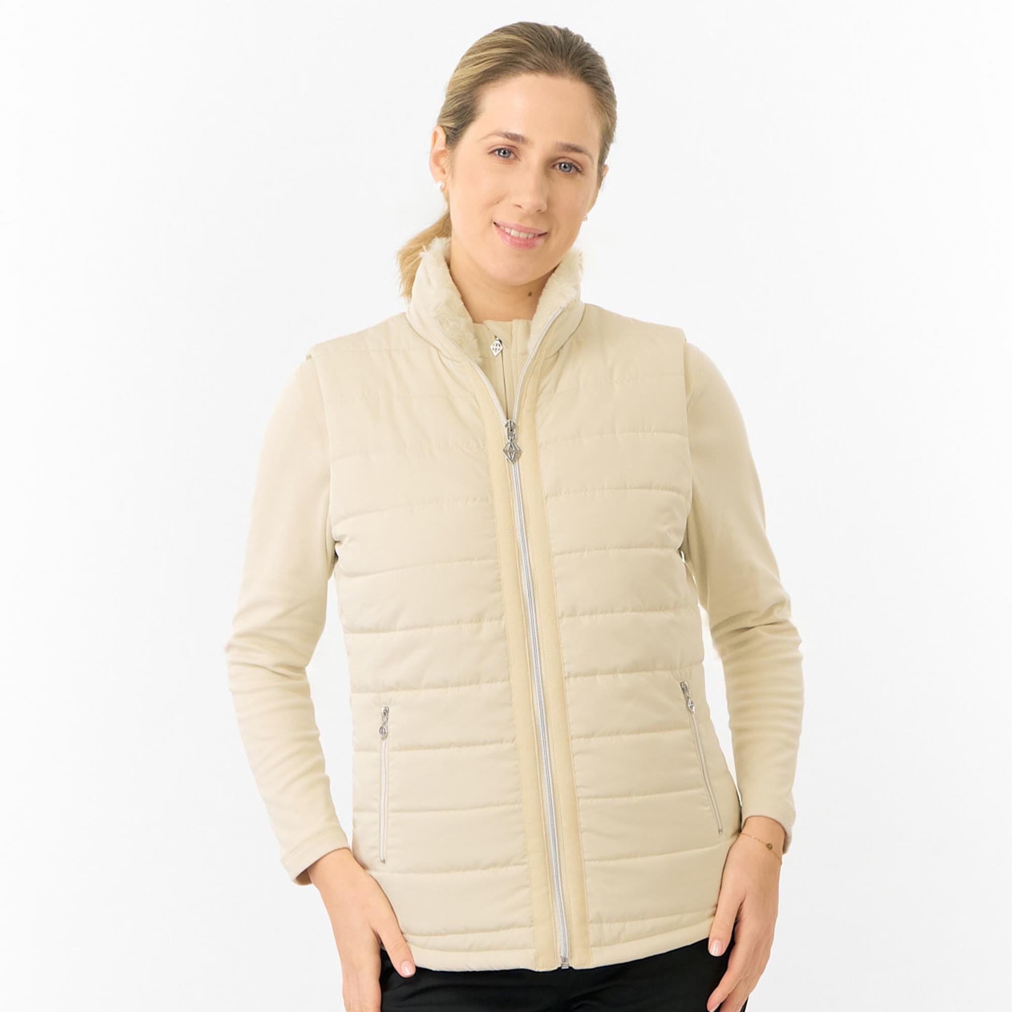 Pure Golf Hemisphere Faux Fur Ladies Golf Gilet Limestone