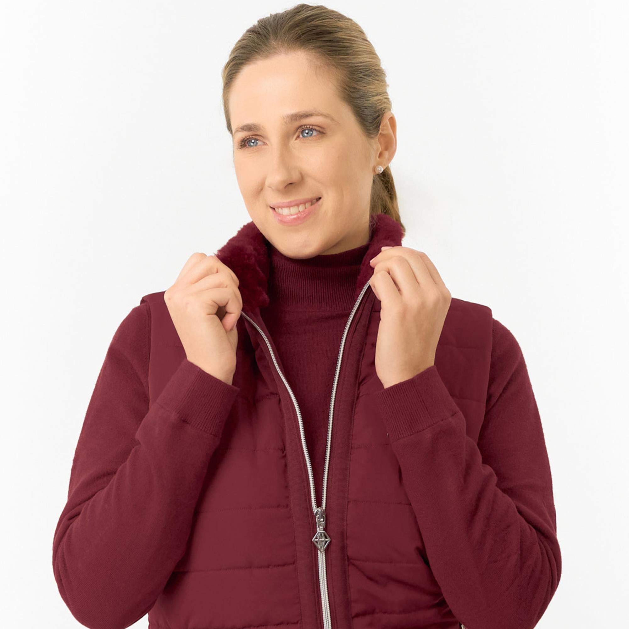 Pure Golf Hemisphere Faux Fur Ladies Golf Gilet Merlot