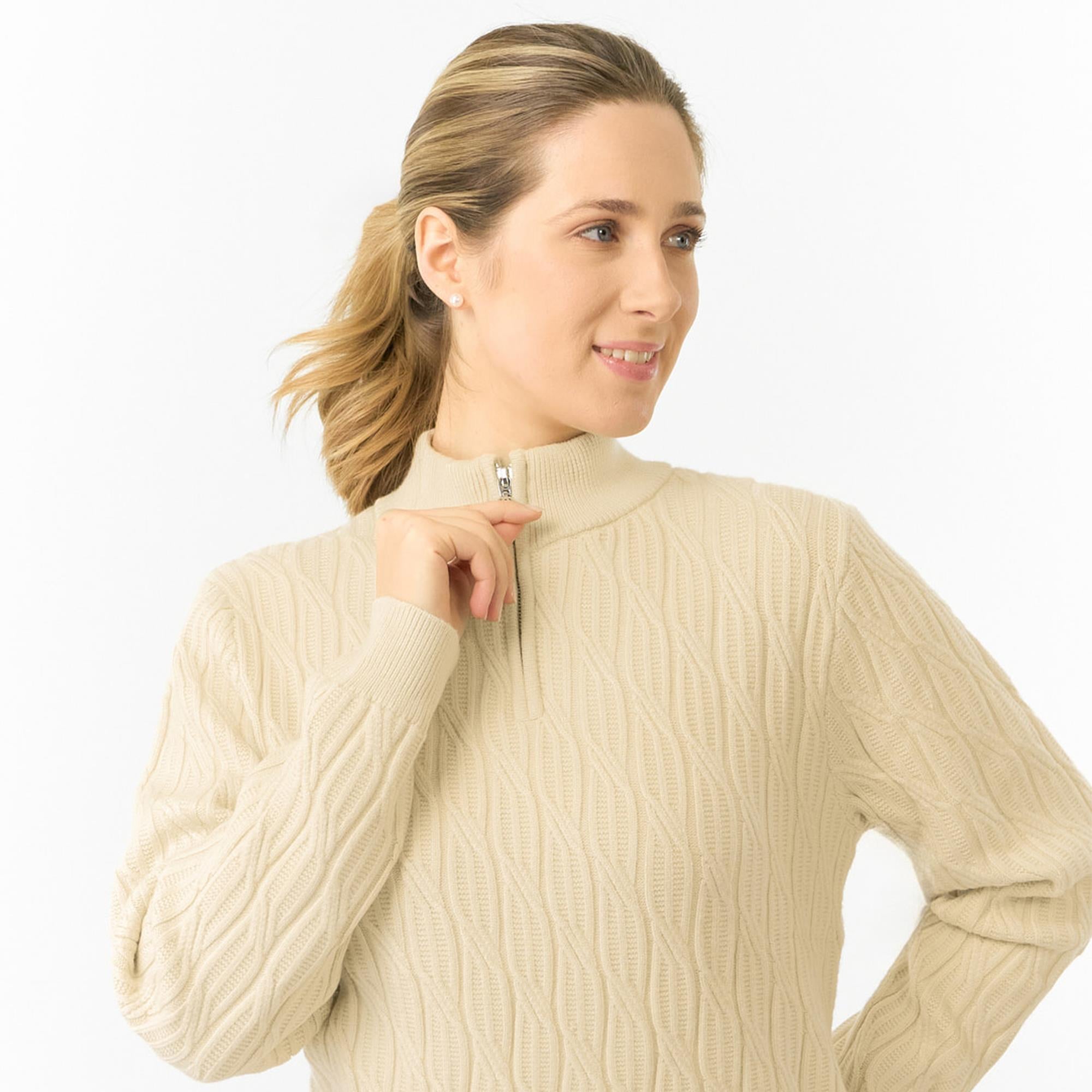 Pure Golf Sorrell Margot Knit Lined Ladies Golf Jumper Limestone