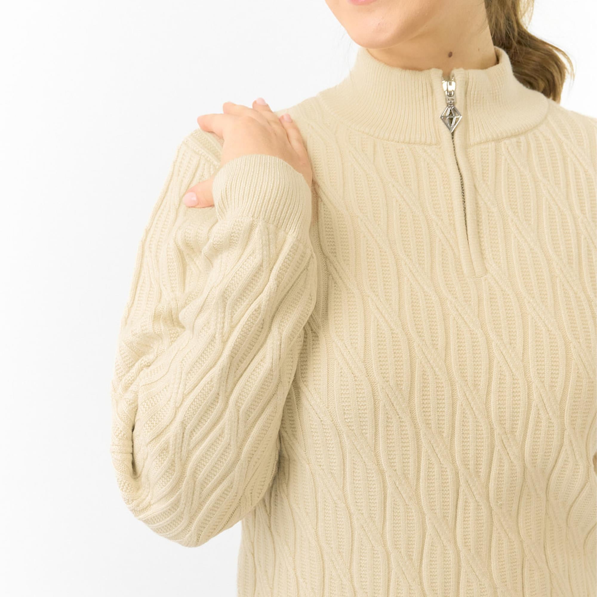 Pure Golf Sorrell Margot Knit Lined Ladies Golf Jumper Limestone