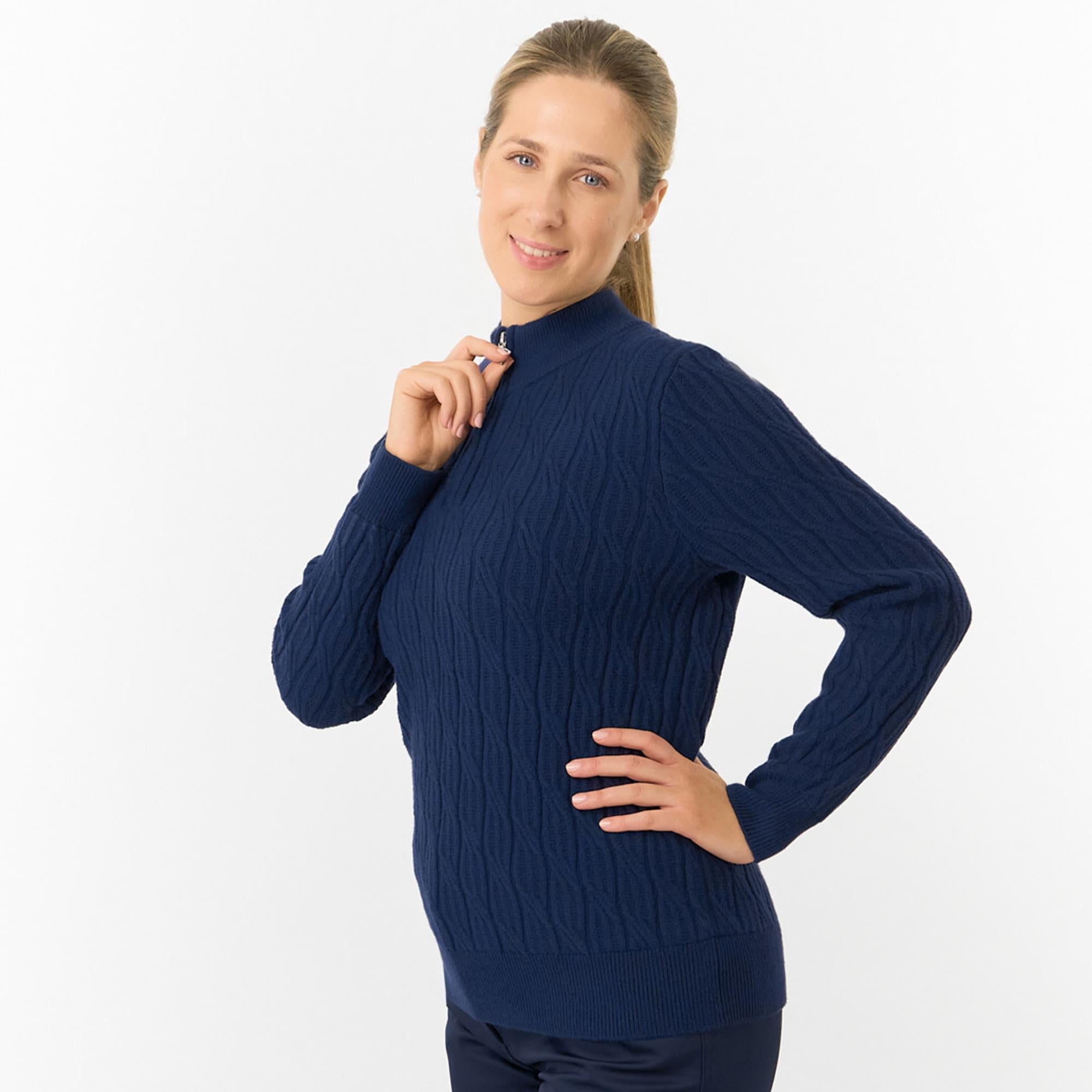 Pure Golf Sorrell Margot Knit Lined Ladies Golf Jumper Navy