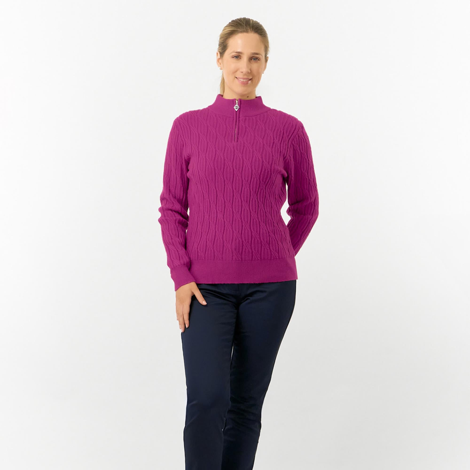 Pure Golf Sorrell Margot Knit Lined Ladies Golf Jumper Plum