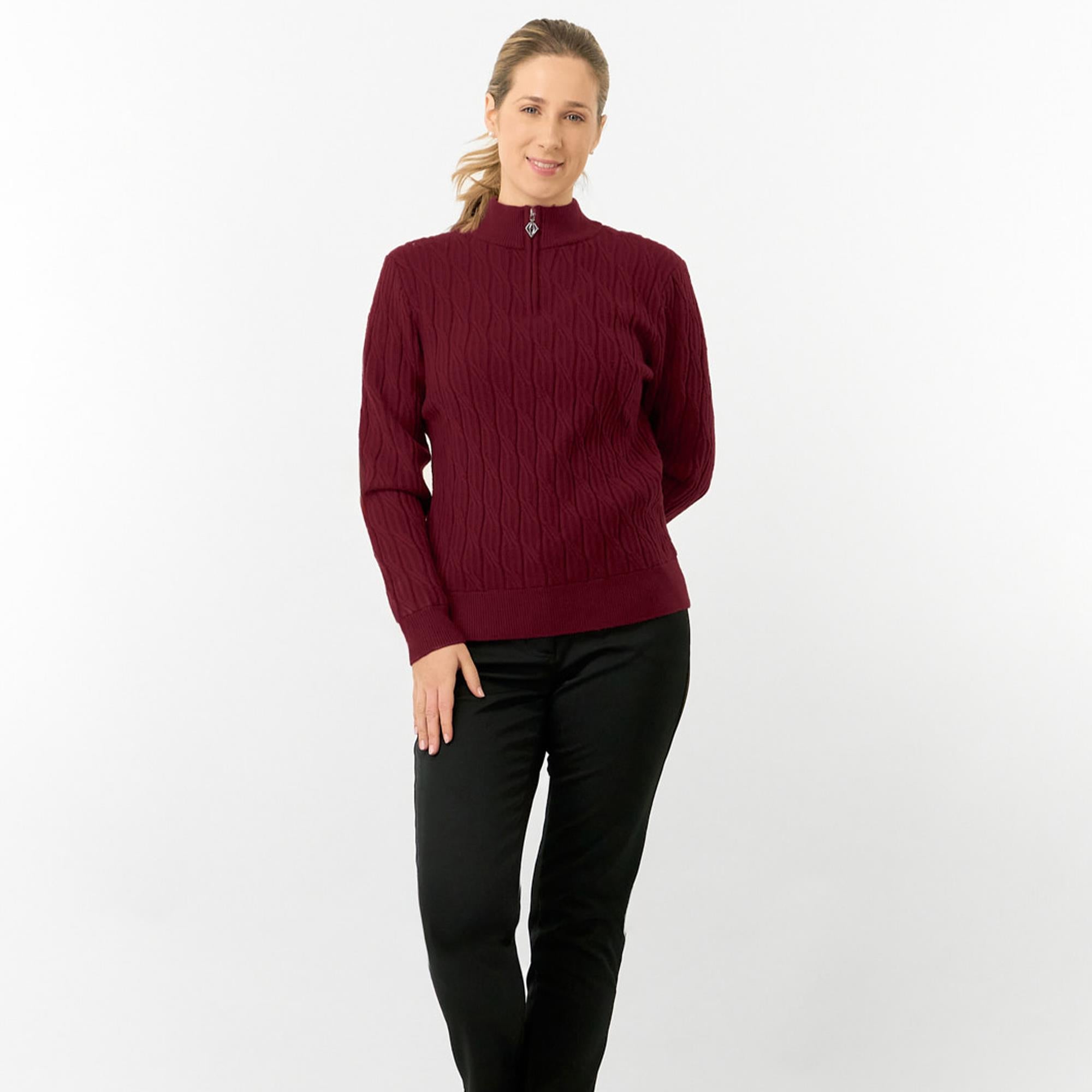 Pure Golf Sorrell Margot Knit Lined Ladies Golf Jumper Merlot