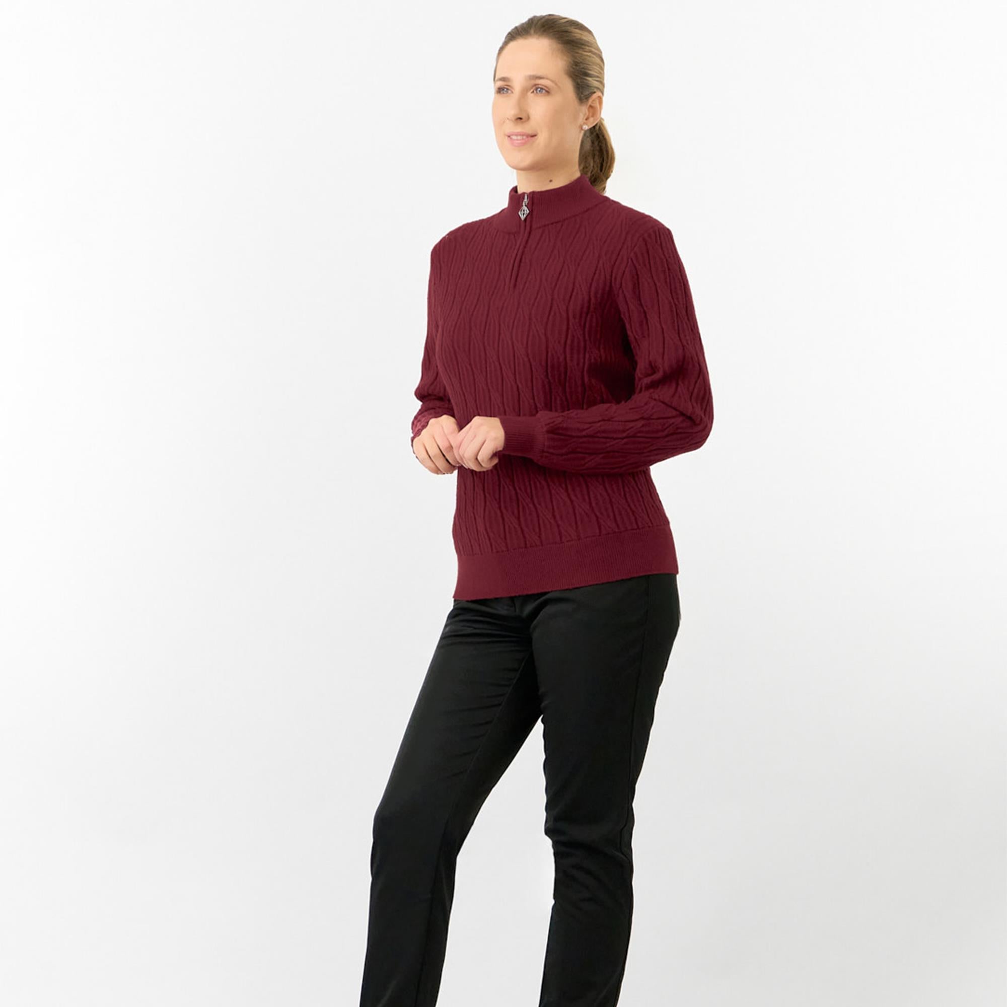 Pure Golf Sorrell Margot Knit Lined Ladies Golf Jumper Merlot