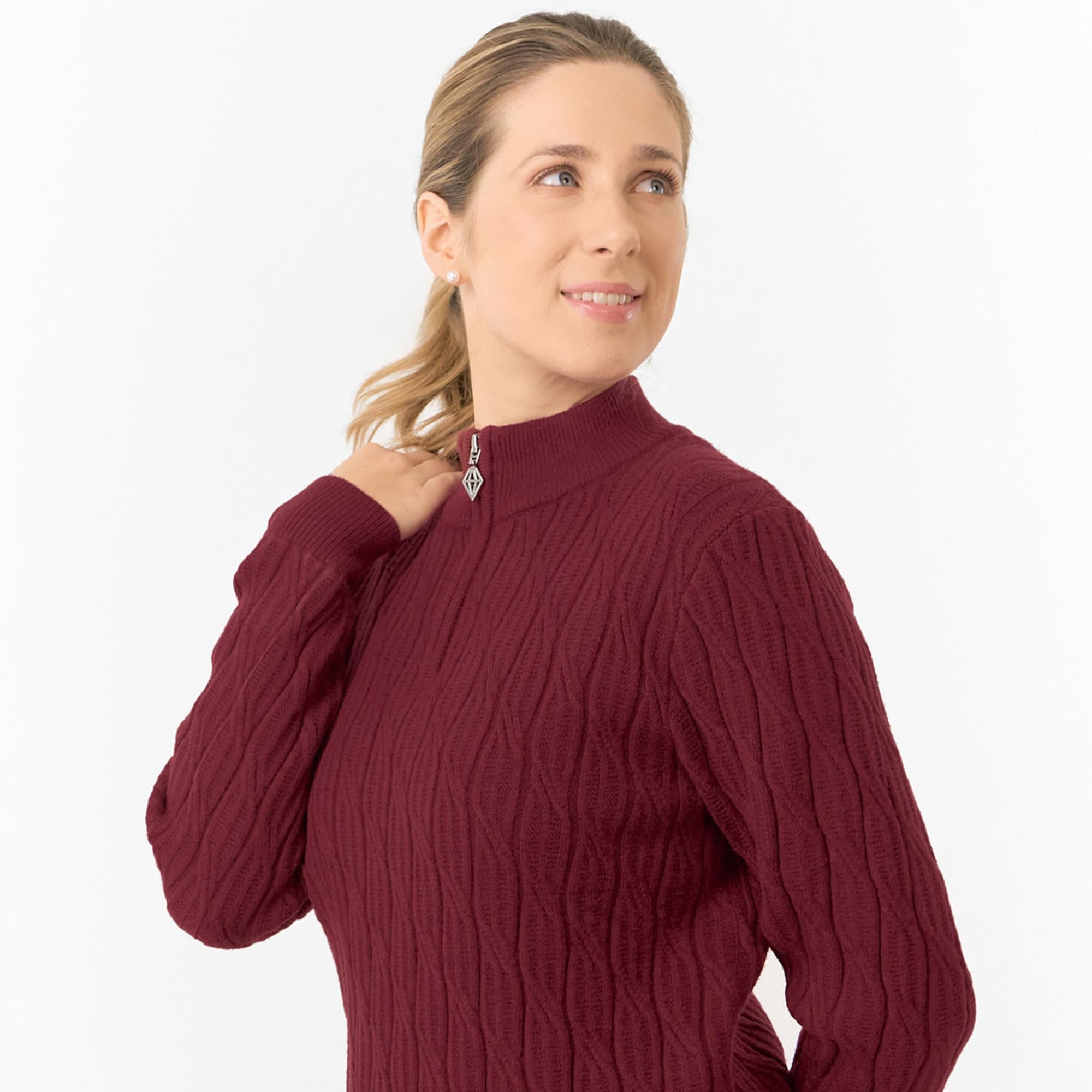 Pure Golf Sorrell Margot Knit Lined Ladies Golf Jumper Merlot