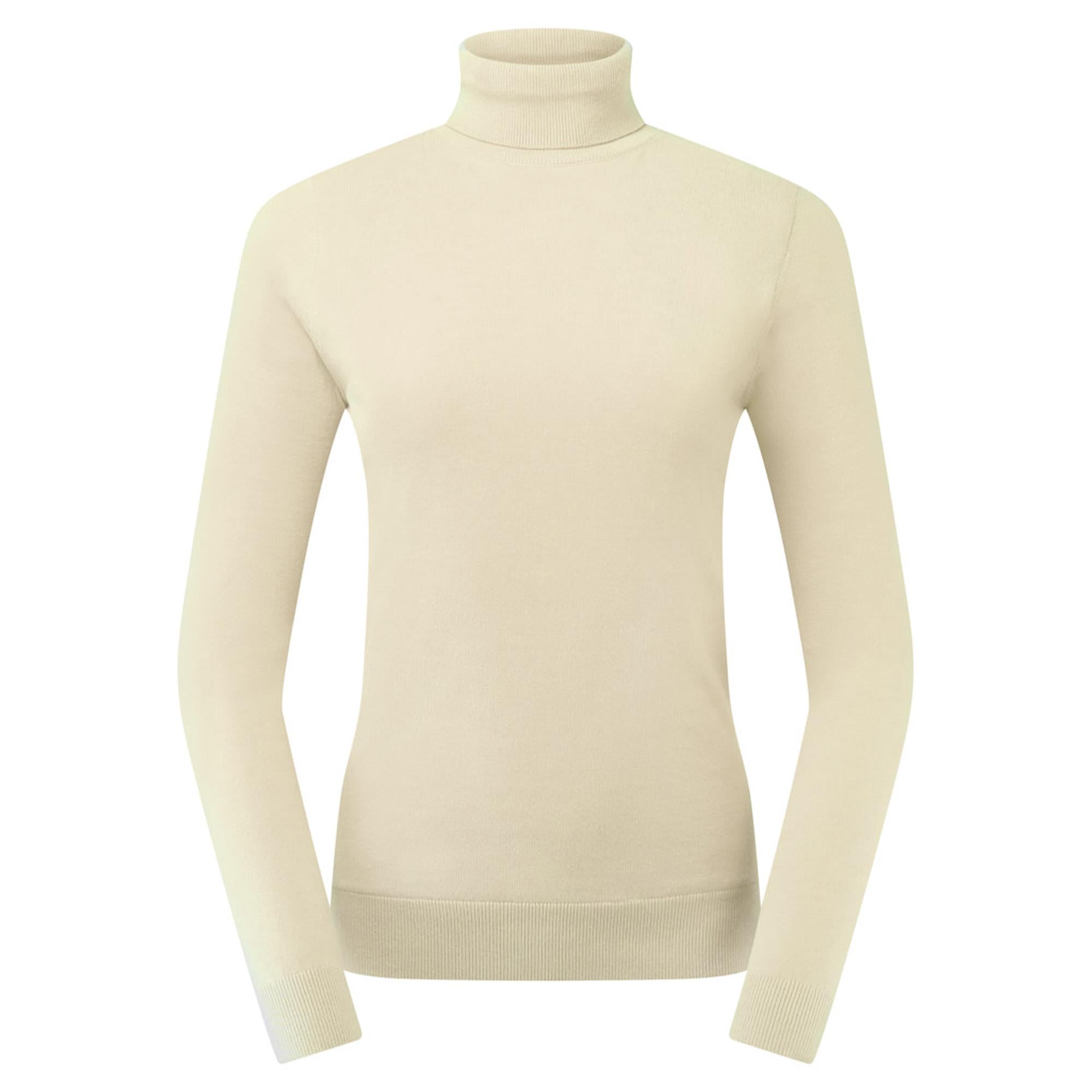 Pure Golf Sarah Super Soft Roll Neck Faux Fur Lining Ladies Pullover Limestone