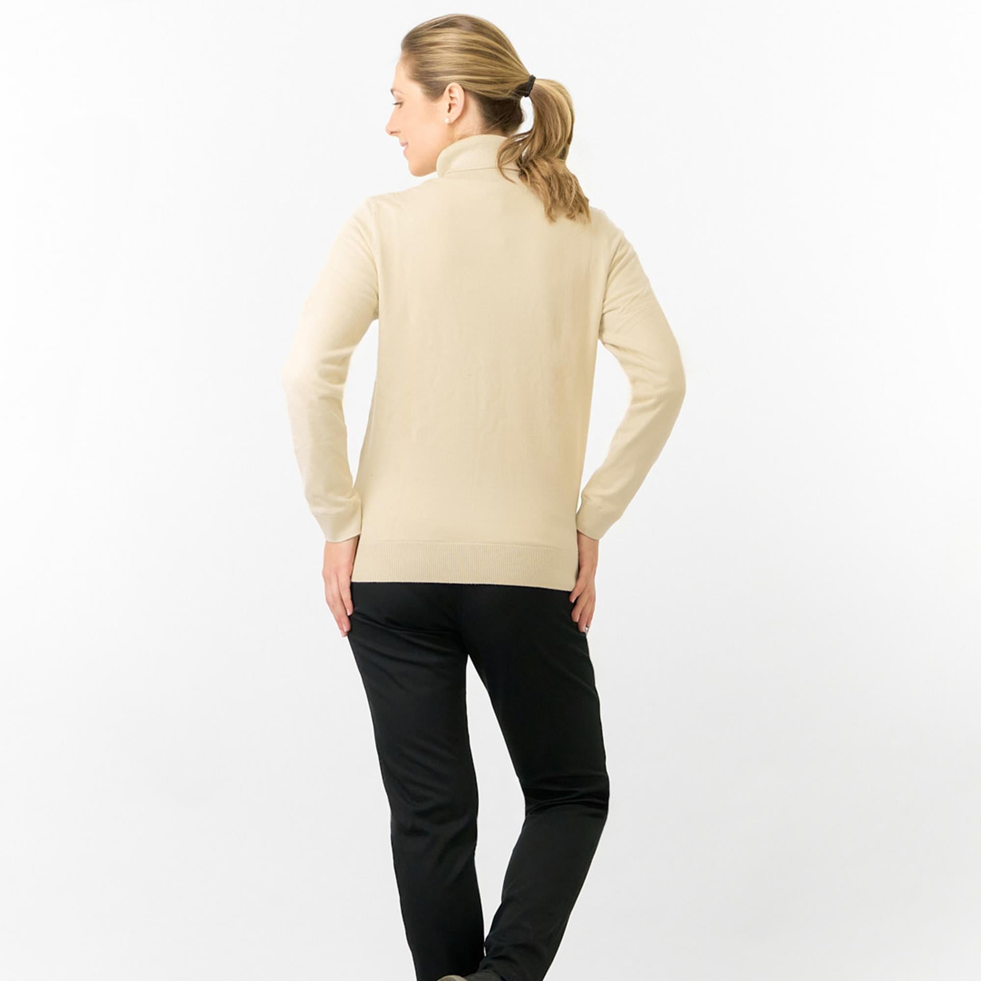 Pure Golf Sarah Super Soft Roll Neck Faux Fur Lining Ladies Pullover Limestone