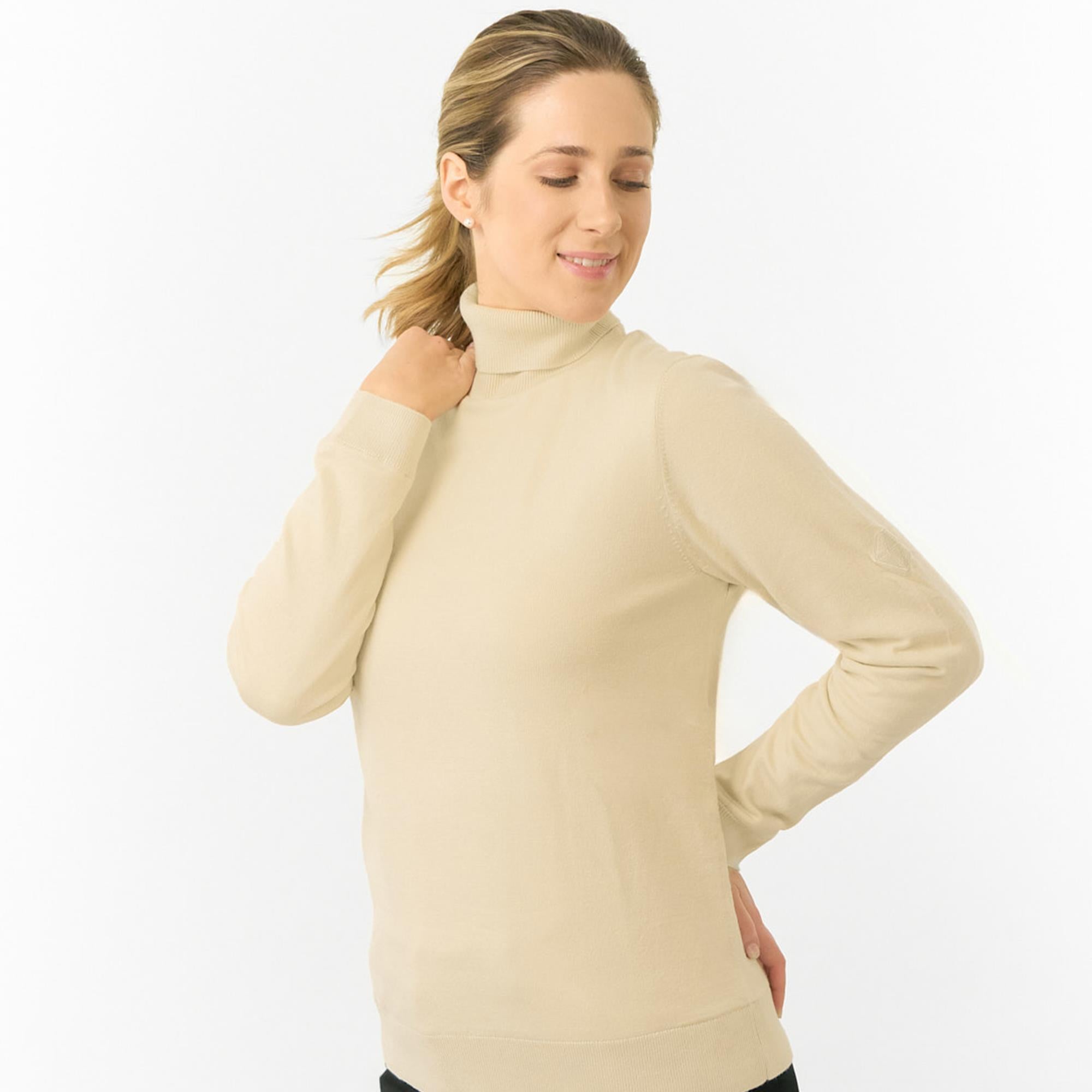 Pure Golf Sarah Super Soft Roll Neck Faux Fur Lining Ladies Pullover Limestone