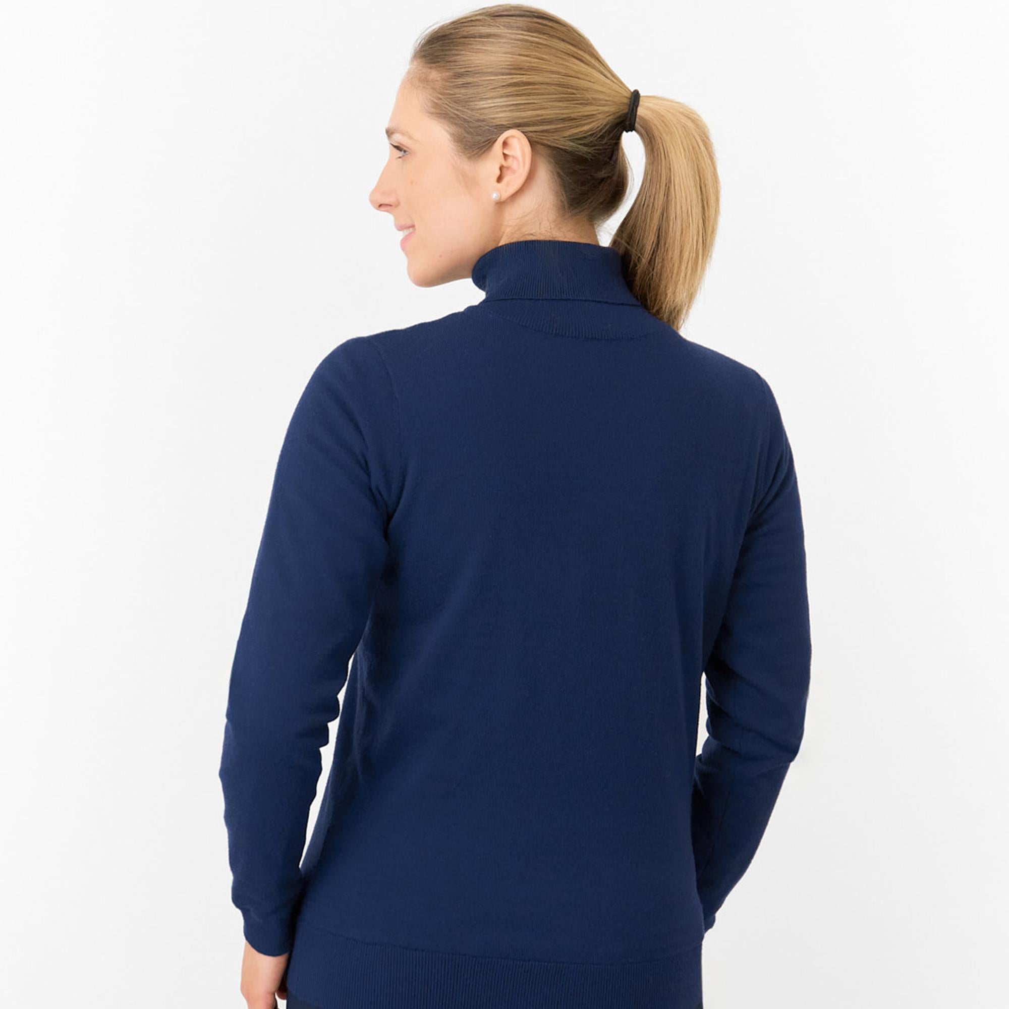 Pure Golf Sarah Super Soft Roll Neck Faux Fur Lining Ladies Pullover Navy