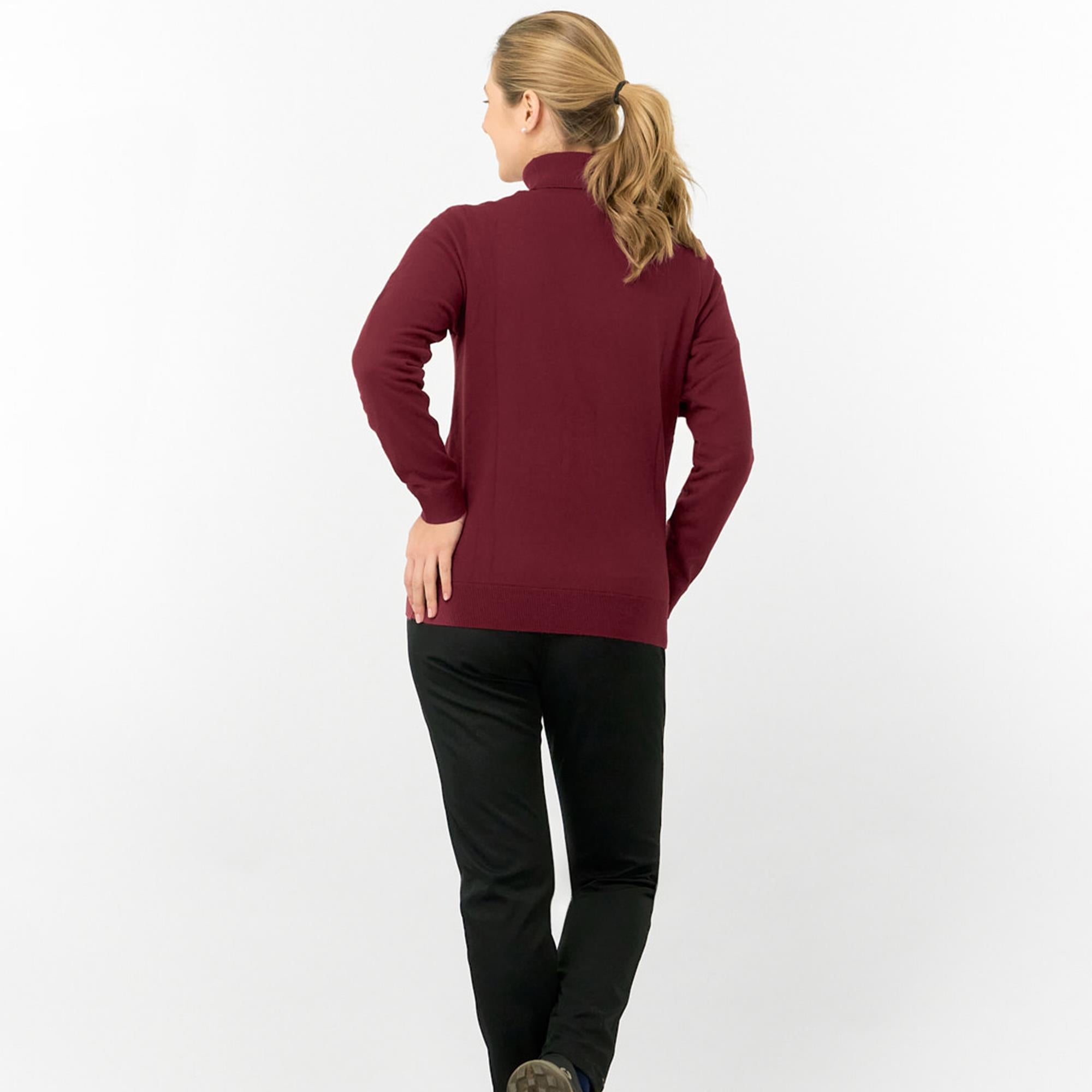 Pure Golf Sarah Super Soft Roll Neck Faux Fur Lining Ladies Pullover Merlot