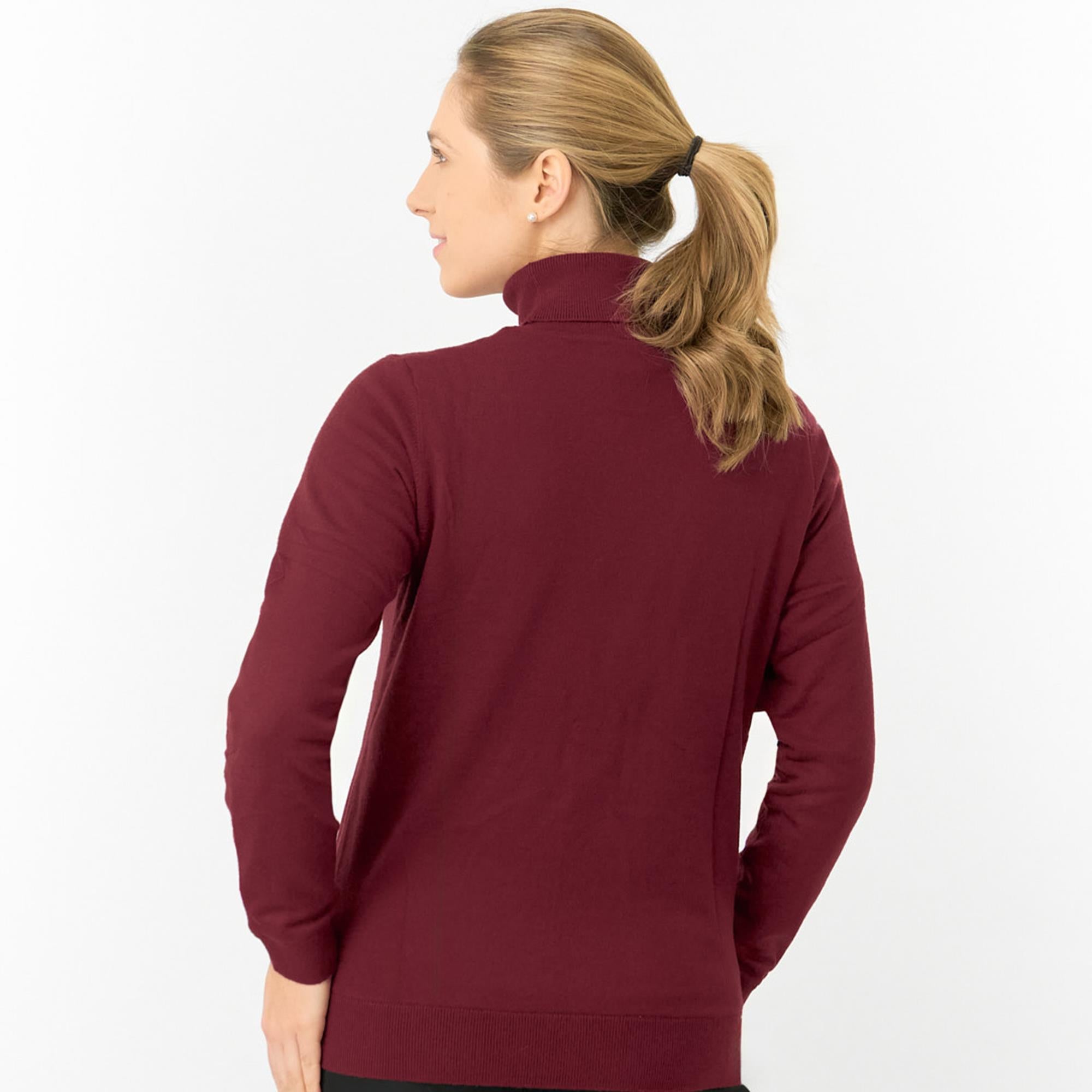Pure Golf Sarah Super Soft Roll Neck Faux Fur Lining Ladies Pullover Merlot