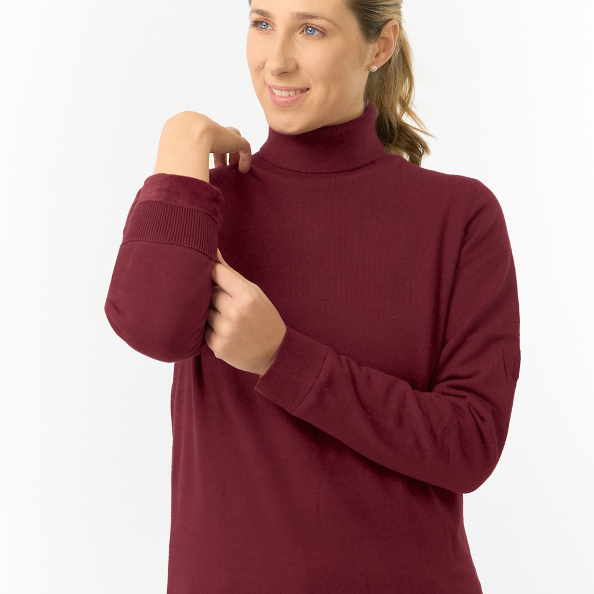 Pure Golf Sarah Super Soft Roll Neck Faux Fur Lining Ladies Pullover Merlot